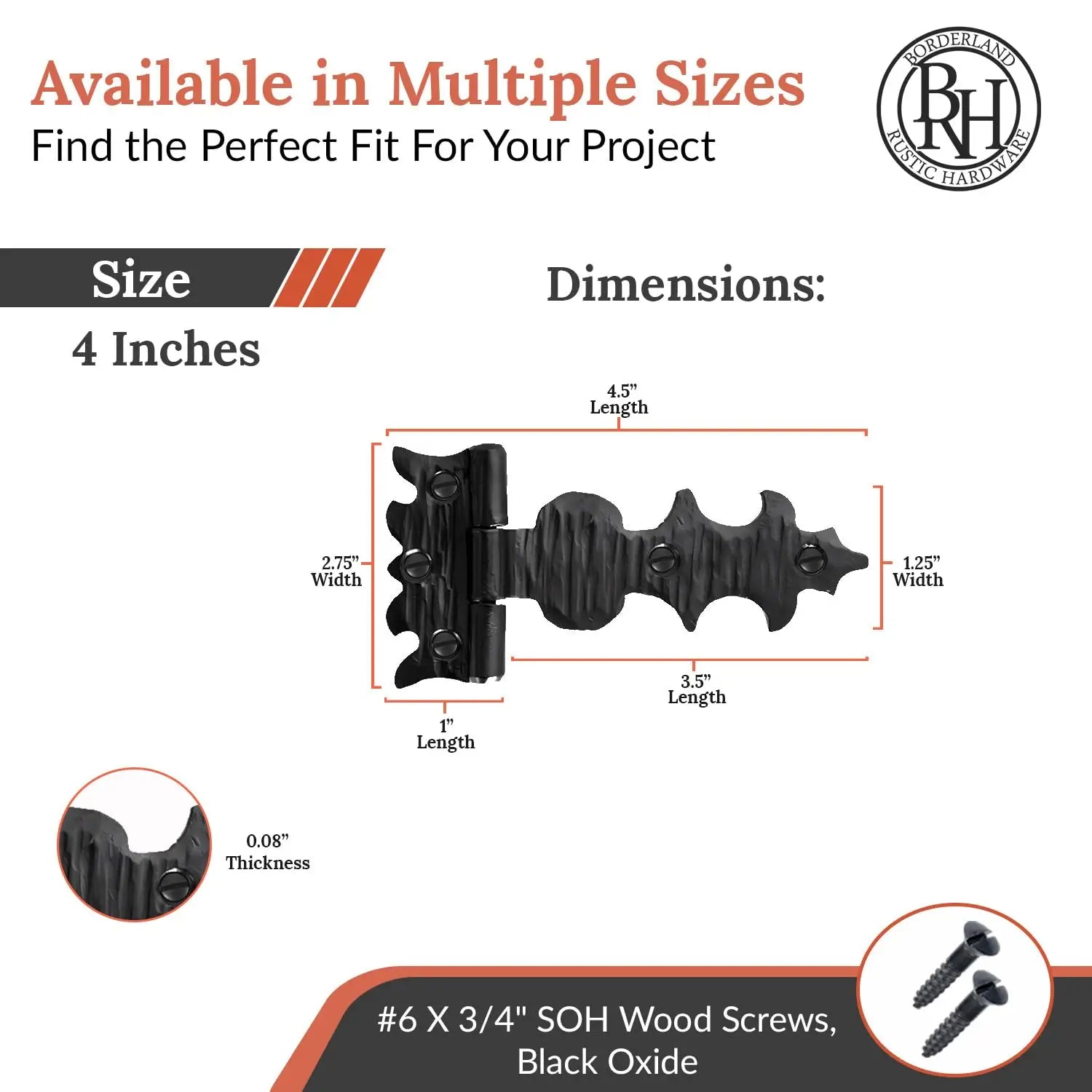 Castile Series | 4" Hinge Strap