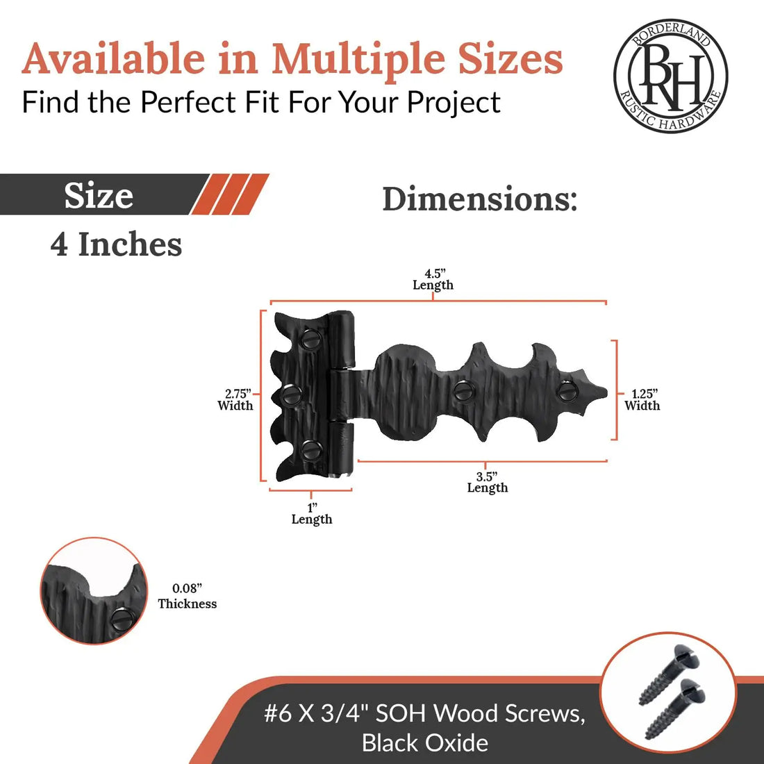 Castile Series | 4" Hinge Strap