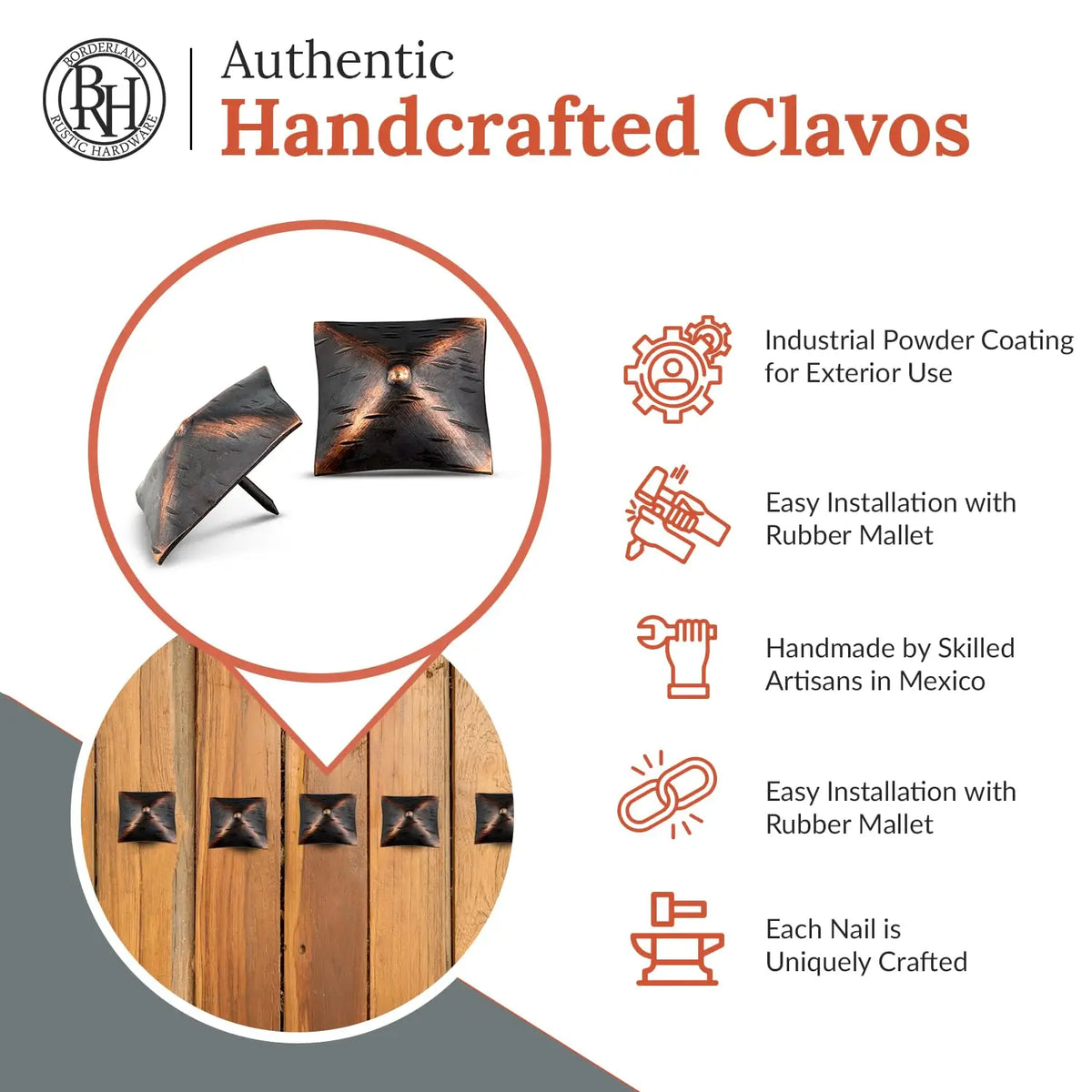 Barn Door Series | 2" Square Pyramid Decorative Nails &amp; Clavos