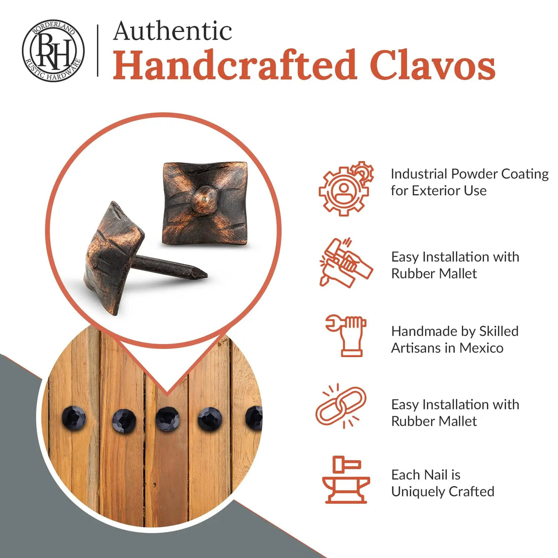 Barn Door Series | 0.75" Square Pyramid Nails & Clavos