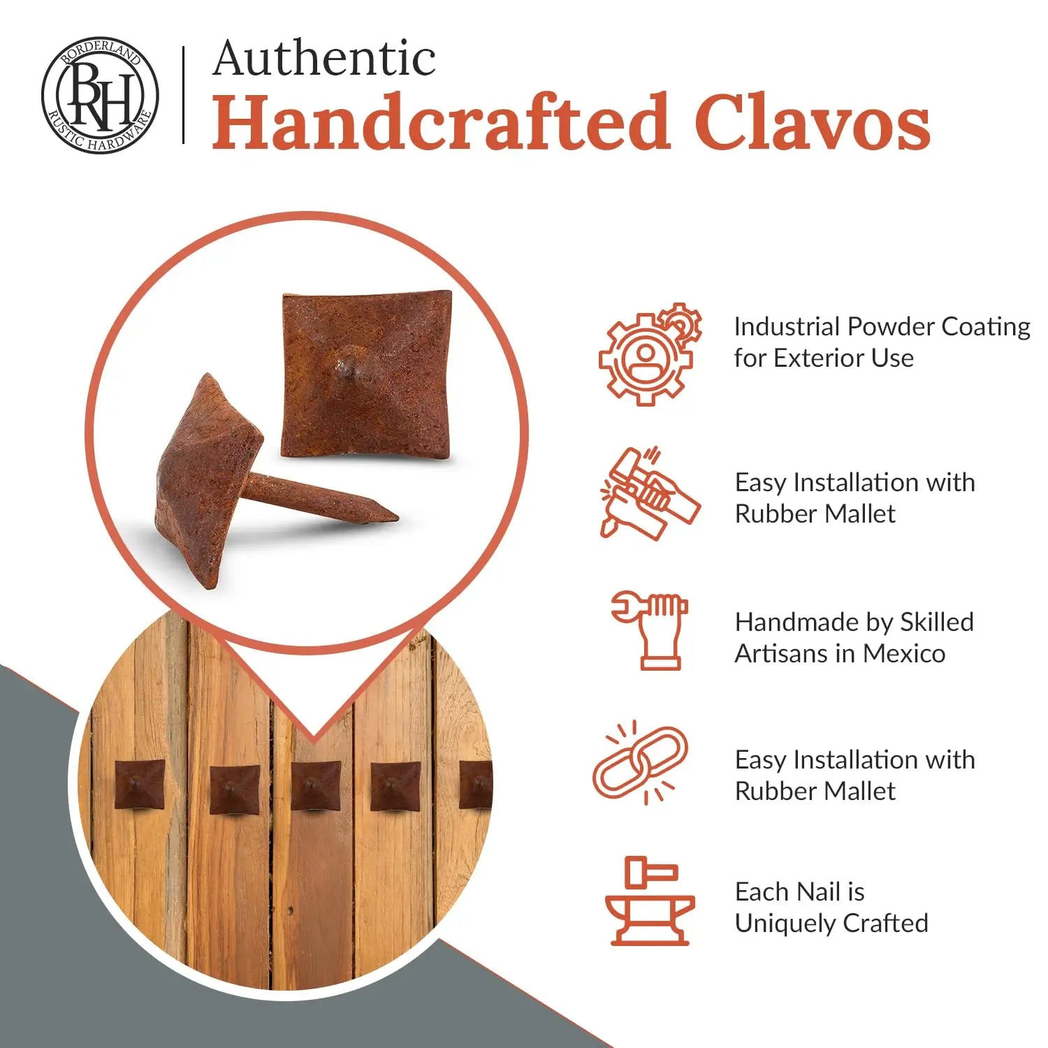 Barn Door Series | 0.75" Square Pyramid Nails & Clavos