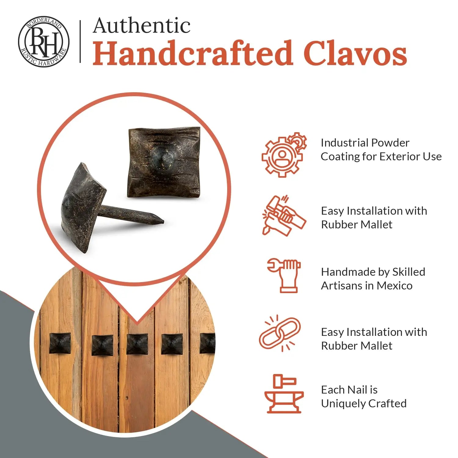 Barn Door Series | 0.75" Square Pyramid Nails & Clavos