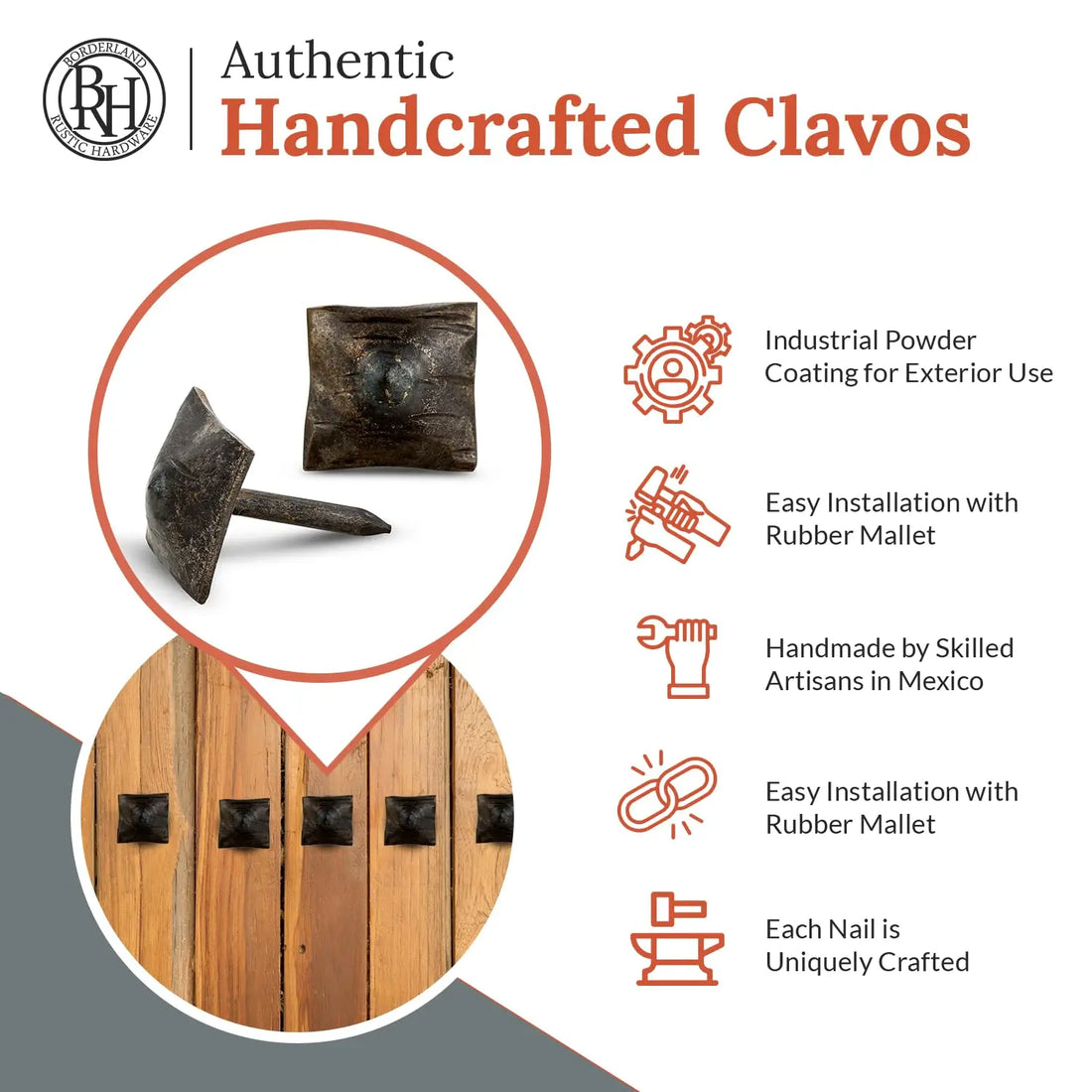 Barn Door Series | 0.75" Square Pyramid Nails & Clavos