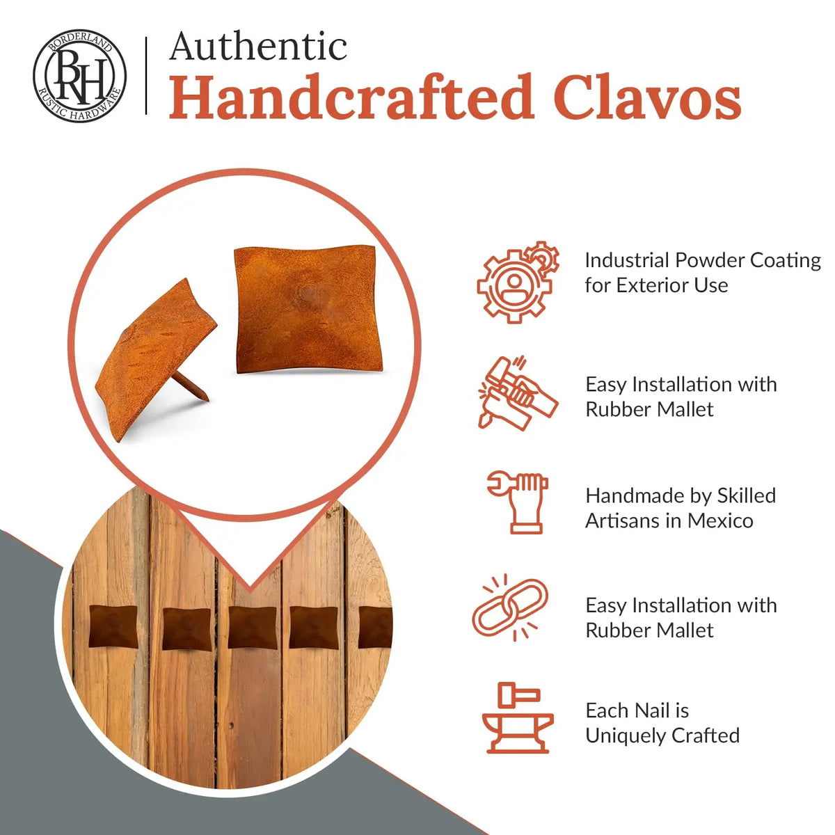 Barn Door Series | 2" Square Pyramid Decorative Nails &amp; Clavos