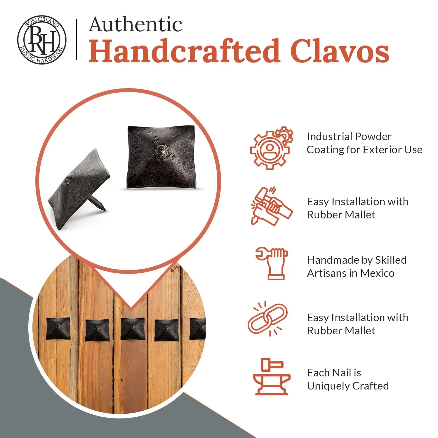 Barn Door Series | 1.5" Square Pyramid Decorative Nails & Clavos