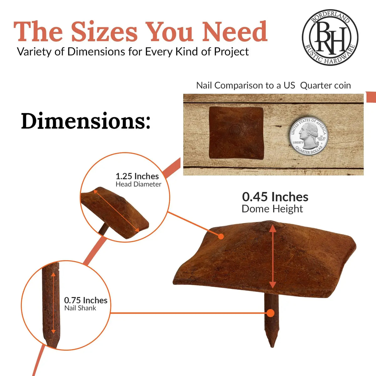 Barn Door Series | 1.25" Square Pyramid Decorative Nails &amp; Clavos
