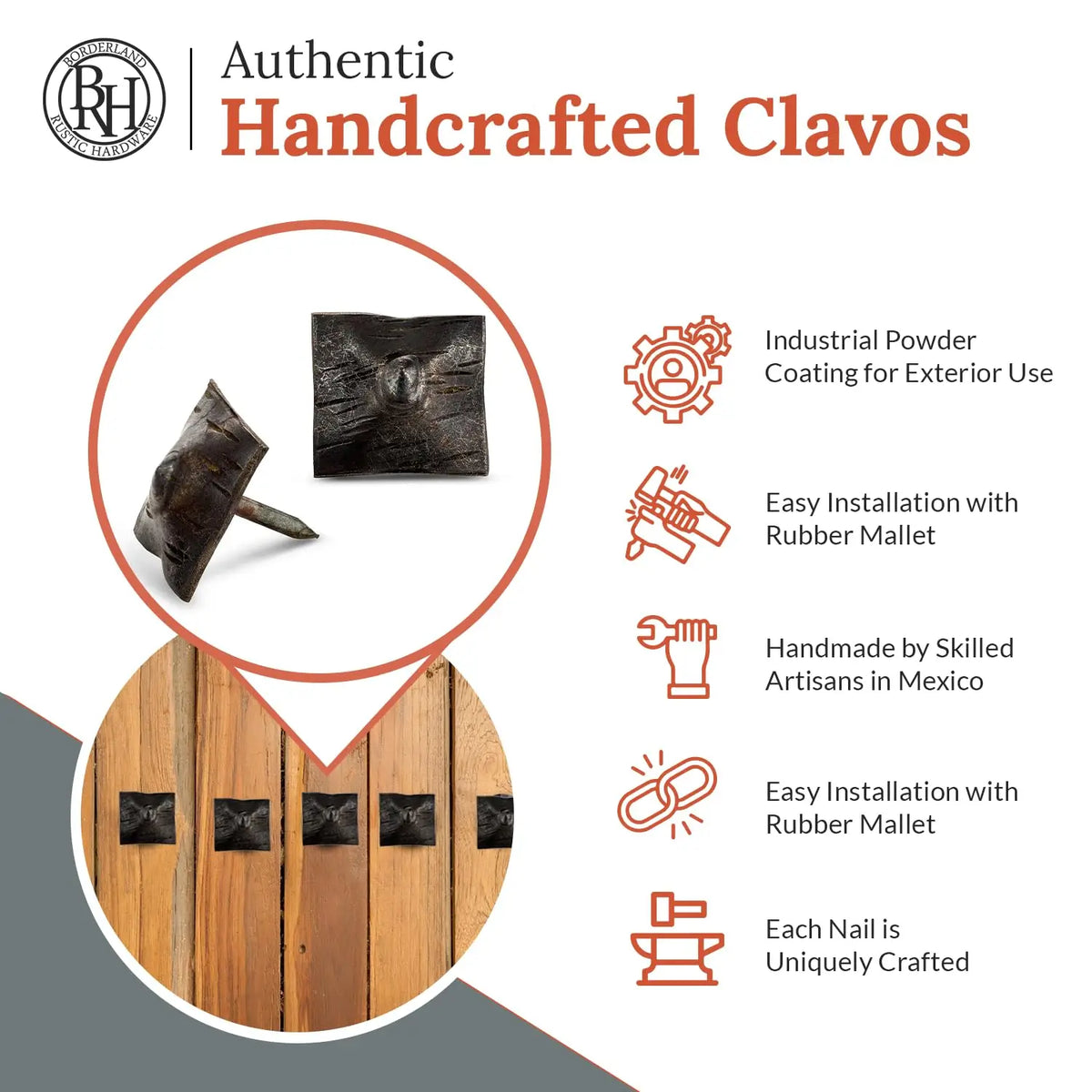 Barn Door Series | 1" Square Pyramid Decorative Nails &amp; Clavos