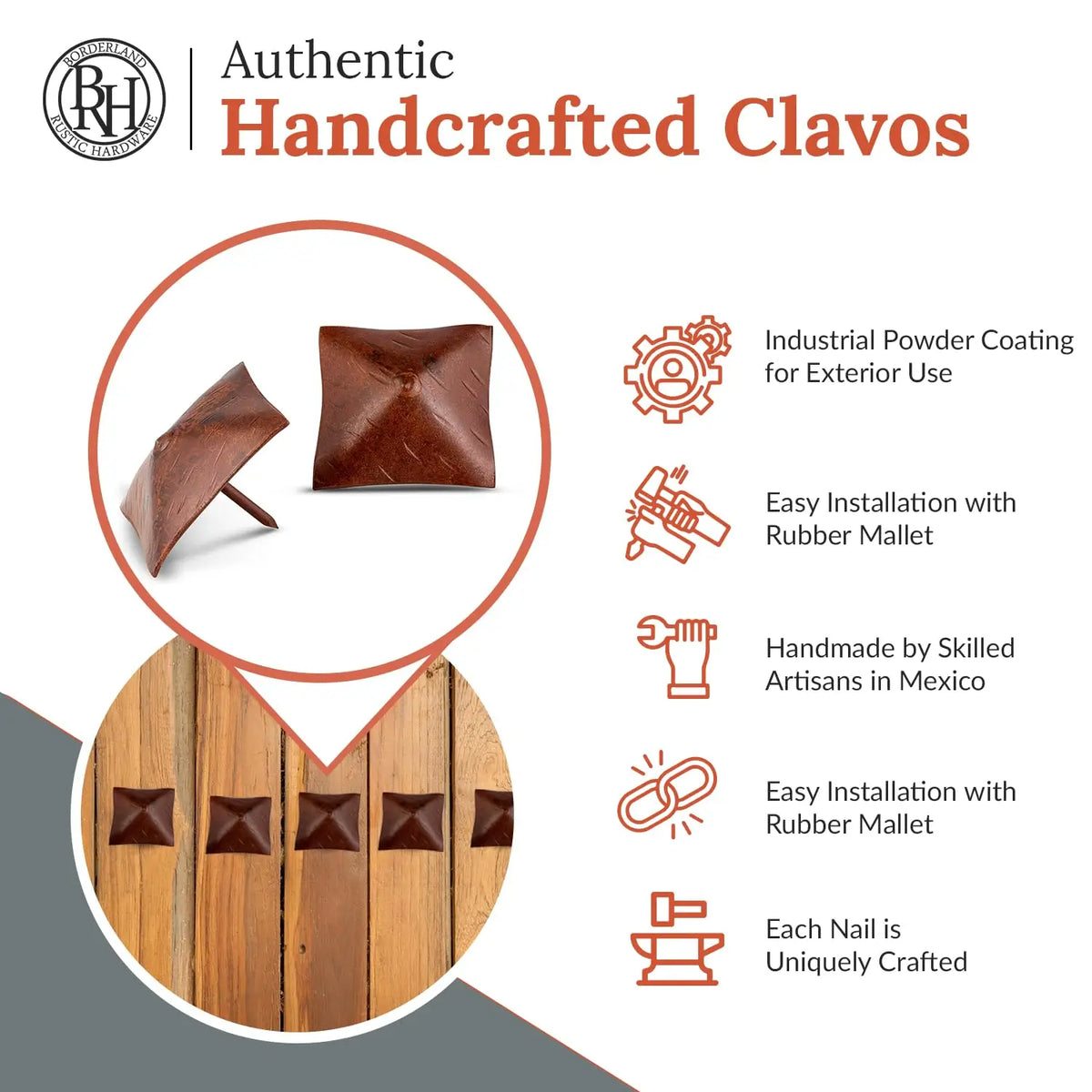 Barn Door Series | 2" Square Pyramid Decorative Nails &amp; Clavos