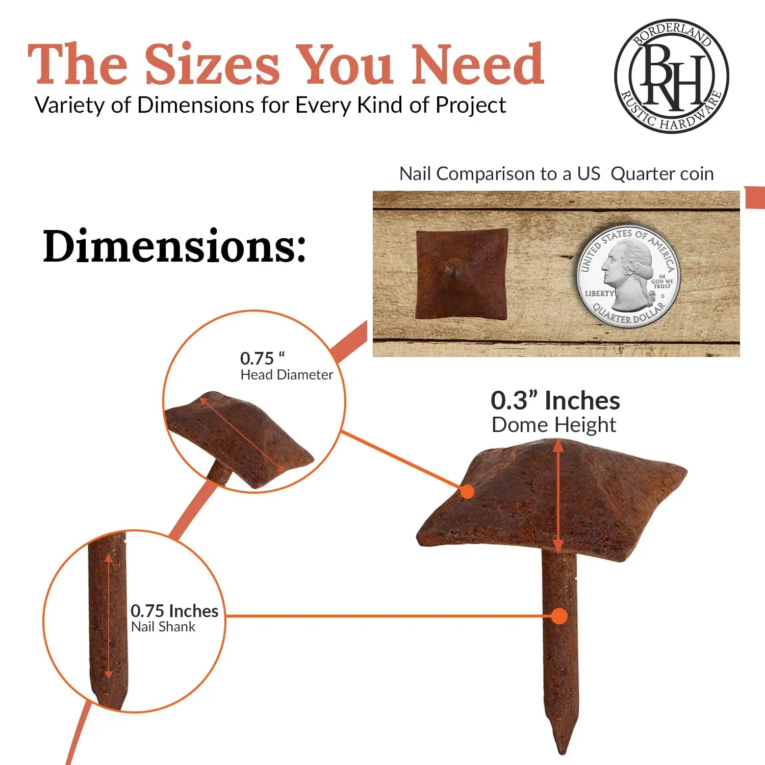 Barn Door Series | 0.75" Square Pyramid Nails & Clavos