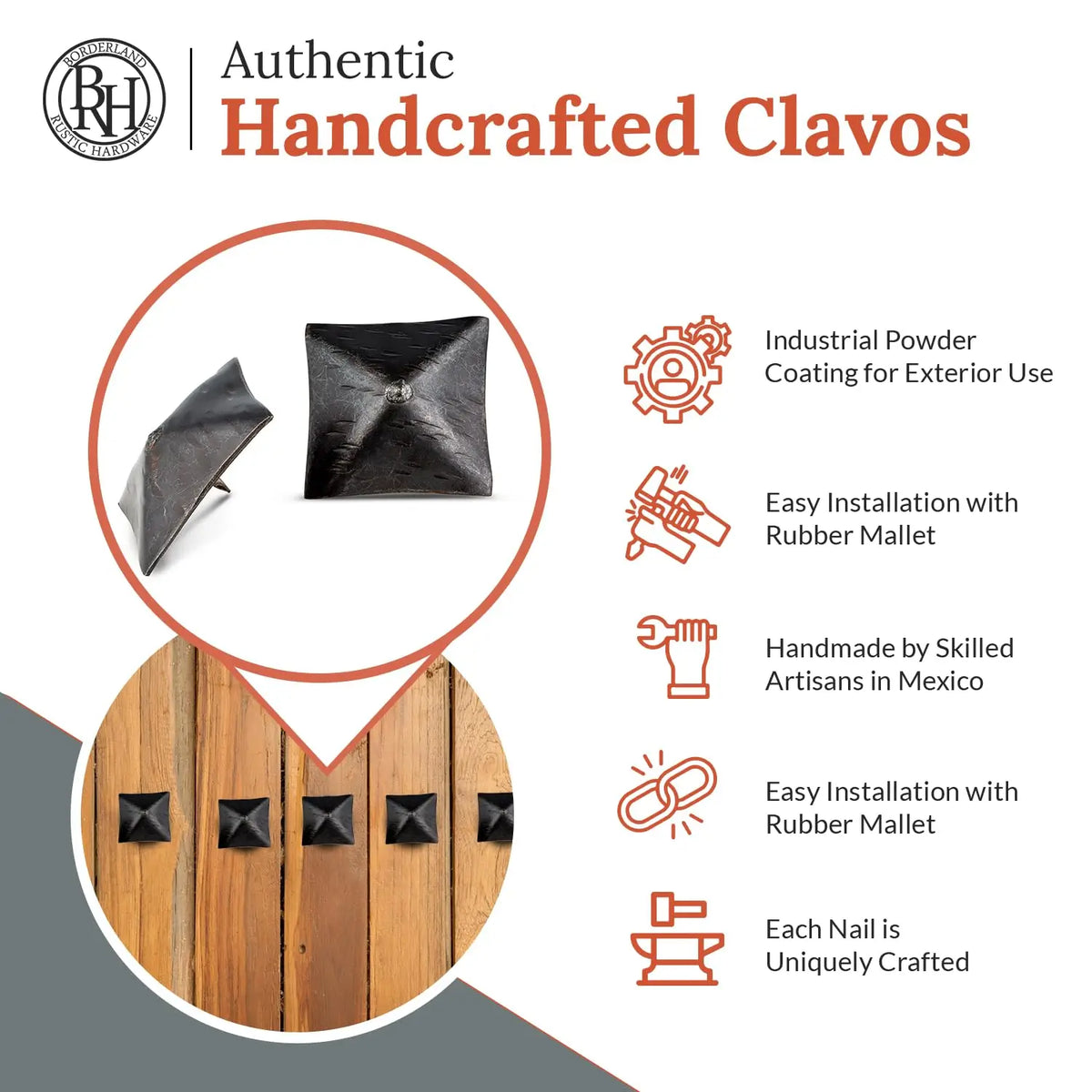 Barn Door Series | 2" Square Pyramid Decorative Nails &amp; Clavos