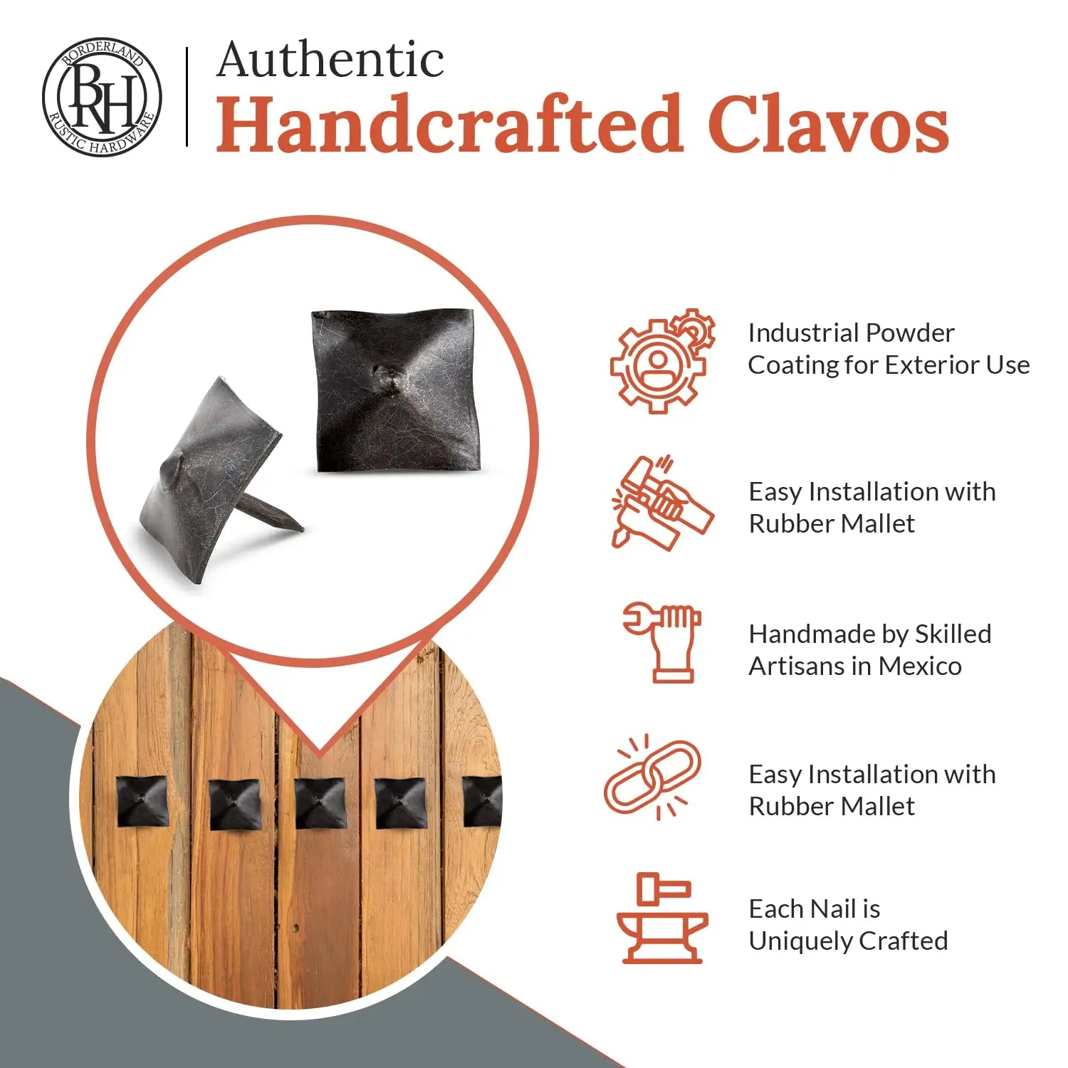Barn Door Series | 1" Square Pyramid Decorative Nails & Clavos