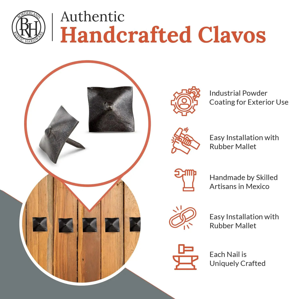 Barn Door Series | 1" Square Pyramid Decorative Nails &amp; Clavos