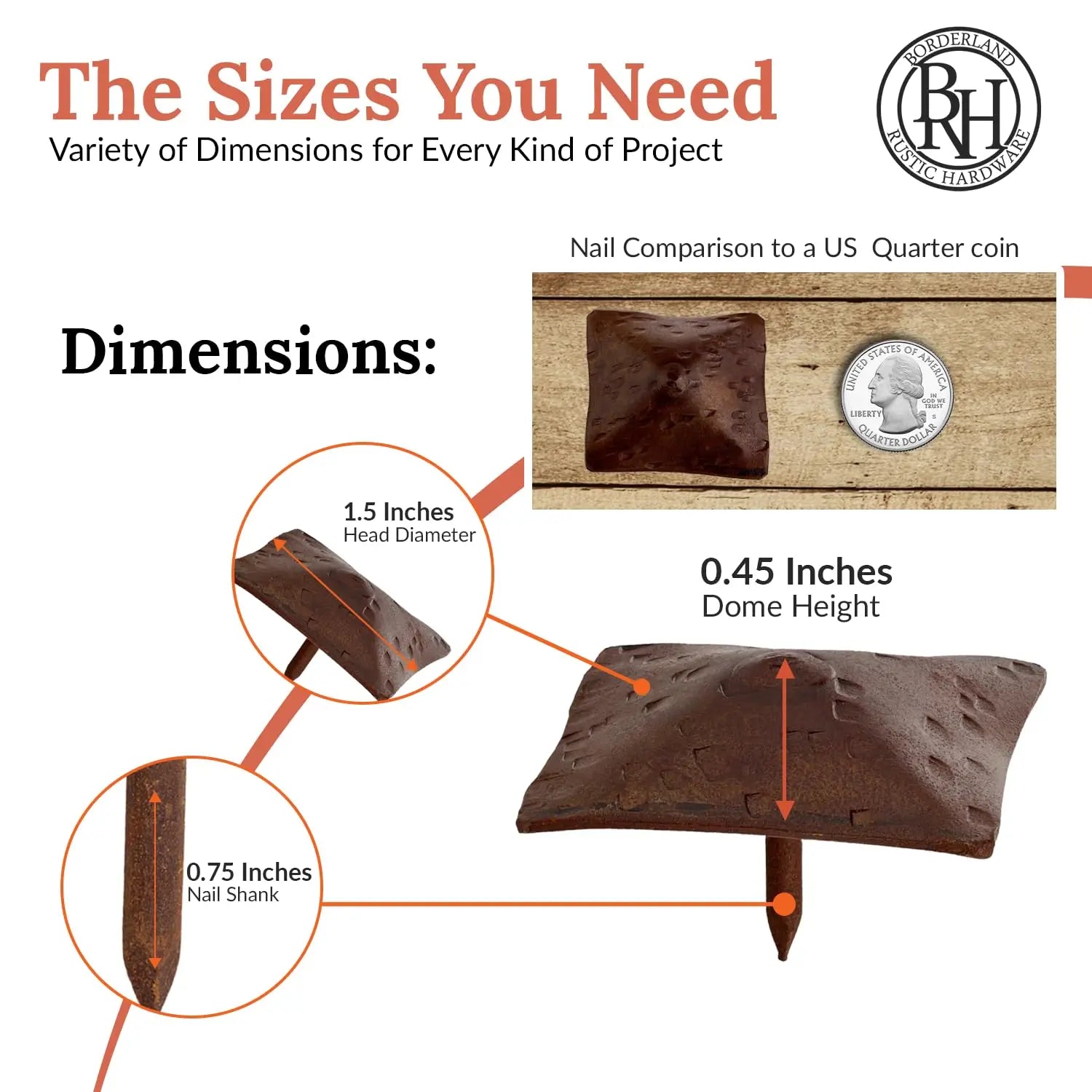 Barn Door Series | 1.5" Square Pyramid Decorative Nails & Clavos
