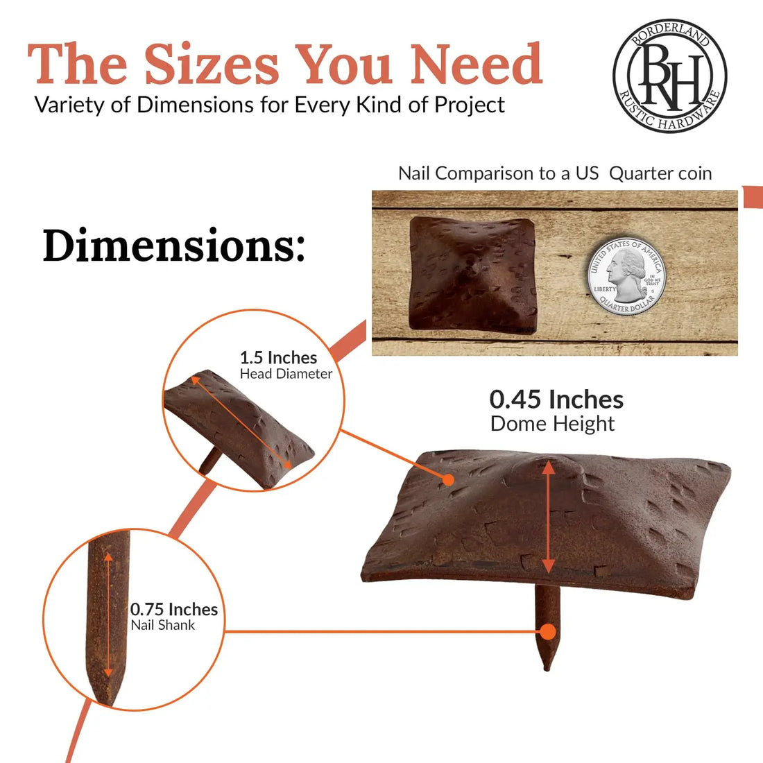 Barn Door Series | 1.5" Square Pyramid Decorative Nails & Clavos