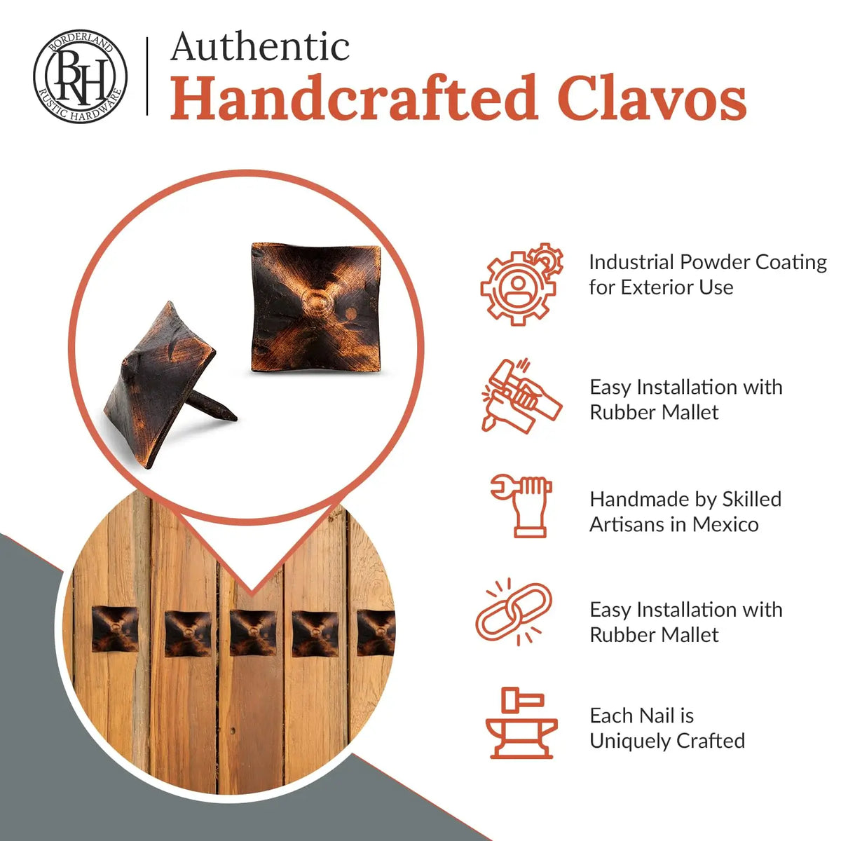 Barn Door Series | 1" Square Pyramid Decorative Nails &amp; Clavos