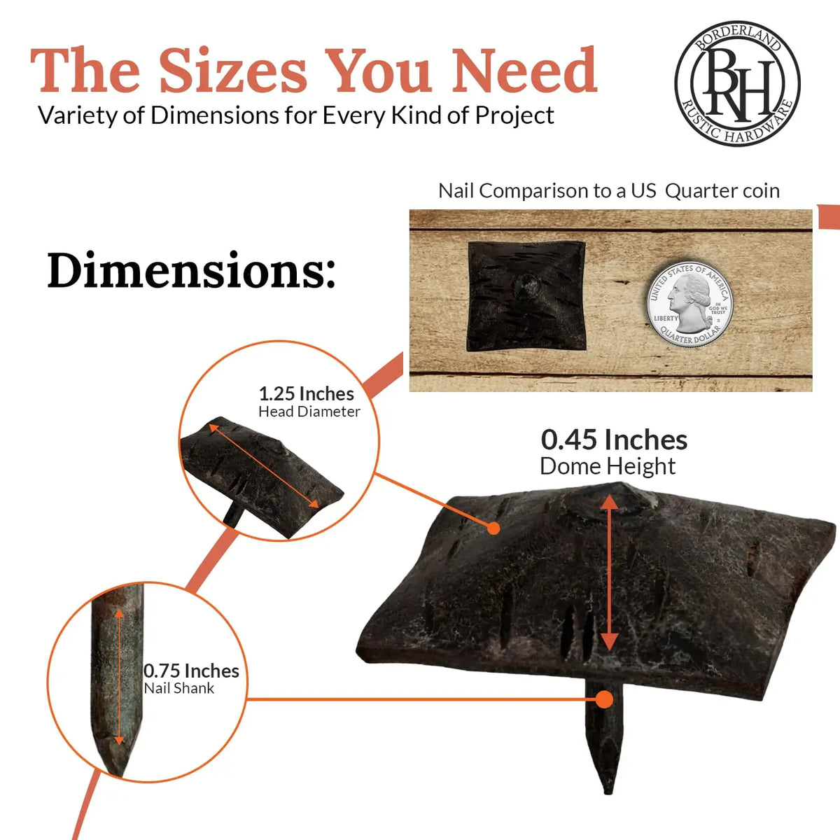 Barn Door Series | 1.25" Square Pyramid Decorative Nails &amp; Clavos