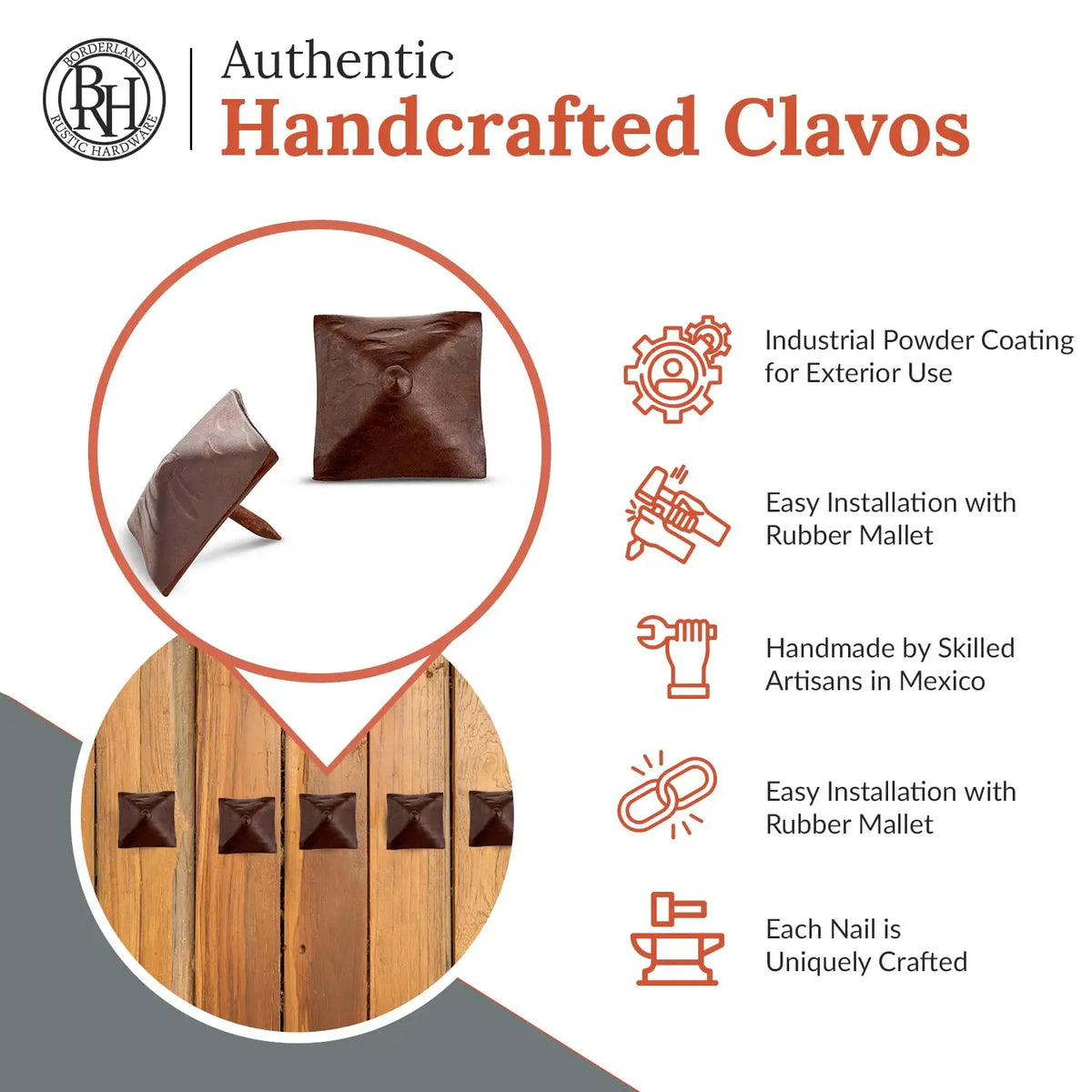 Barn Door Series | 1.25" Square Pyramid Decorative Nails &amp; Clavos