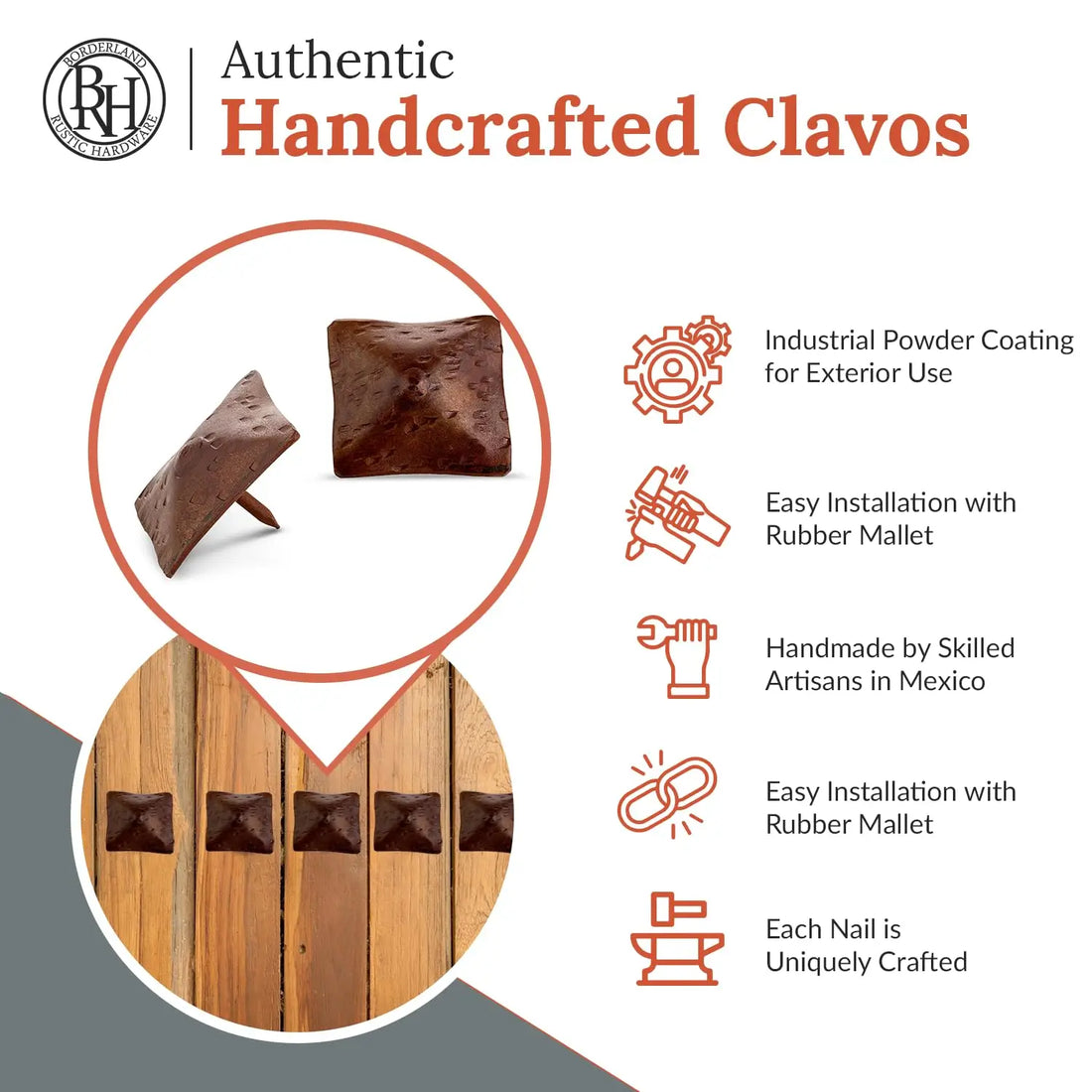 Barn Door Series | 1.5" Square Pyramid Decorative Nails & Clavos