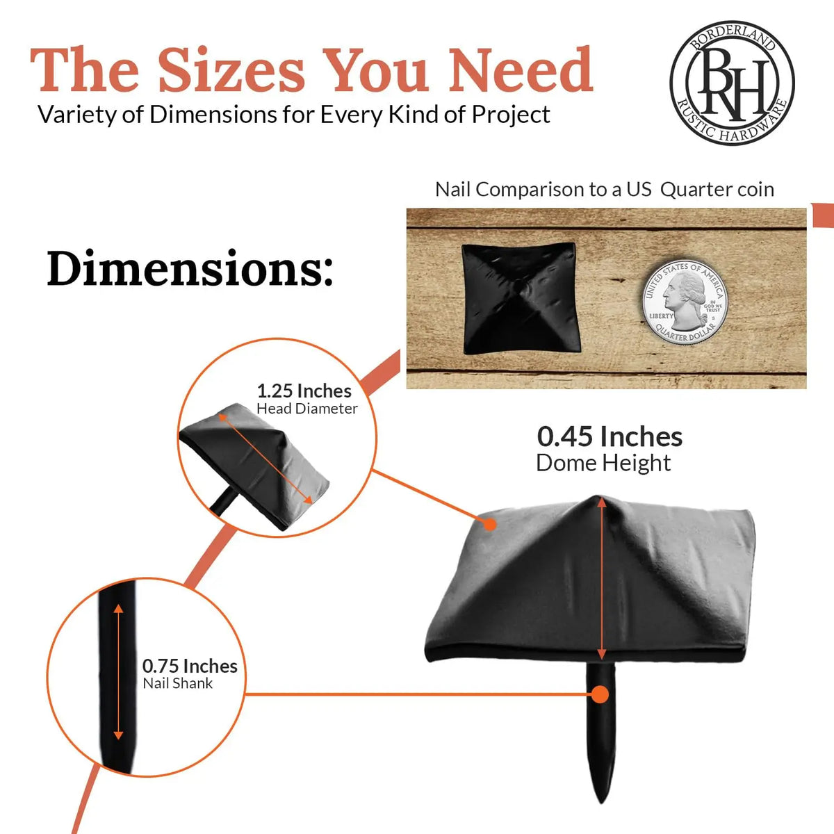 Barn Door Series | 1.25" Square Pyramid Decorative Nails &amp; Clavos
