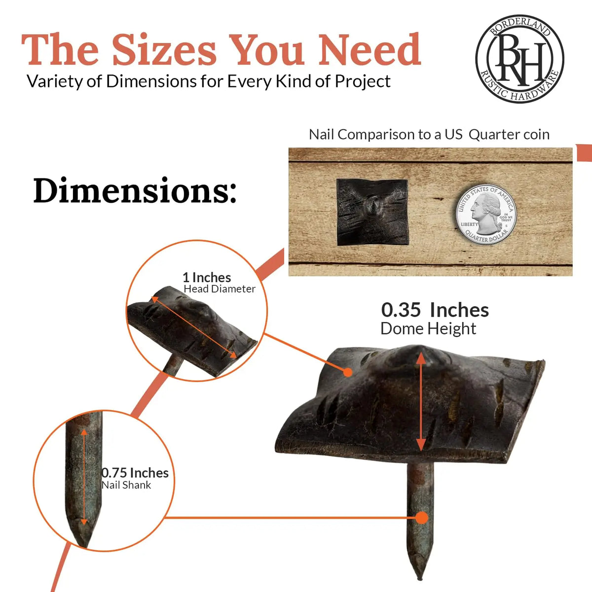 Barn Door Series | 1" Square Pyramid Decorative Nails &amp; Clavos