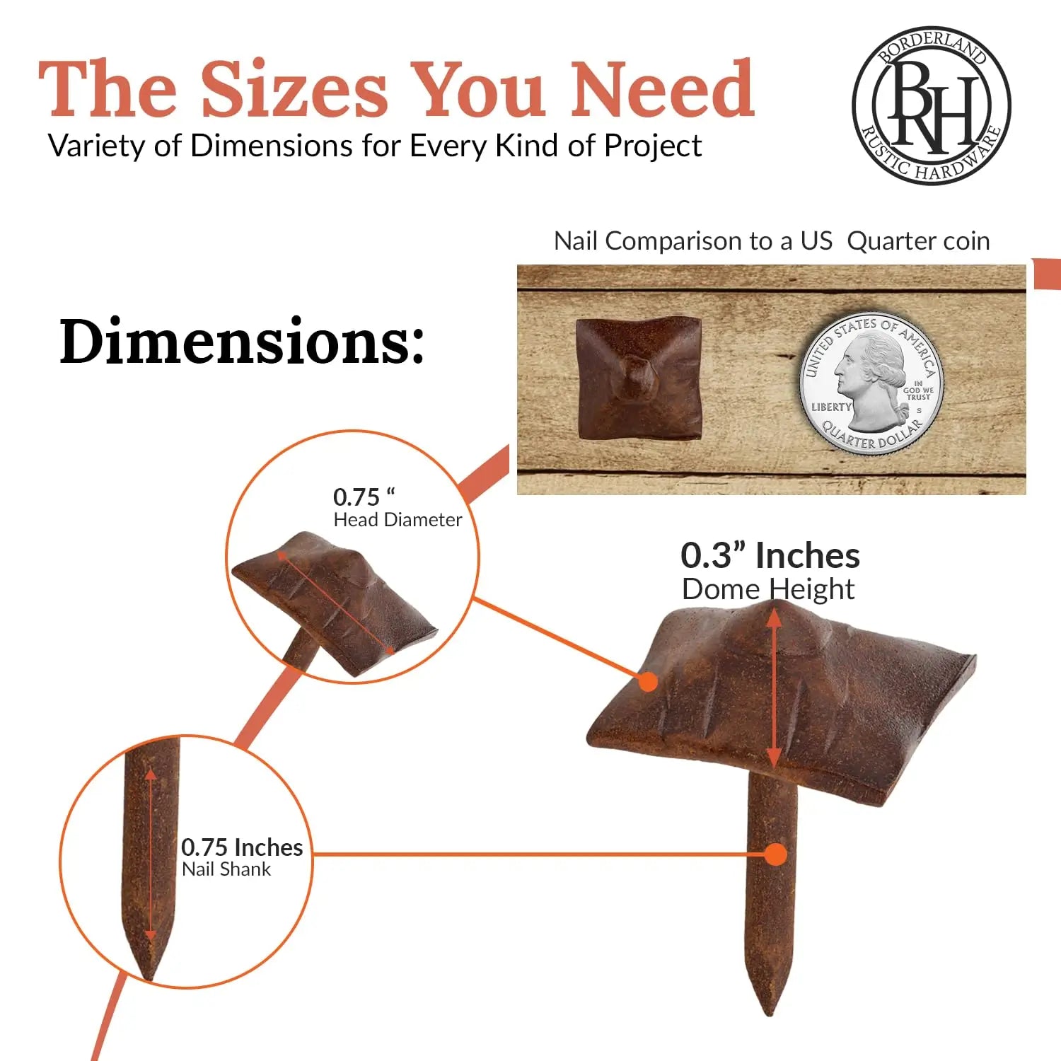 Barn Door Series | 0.75" Square Pyramid Nails & Clavos