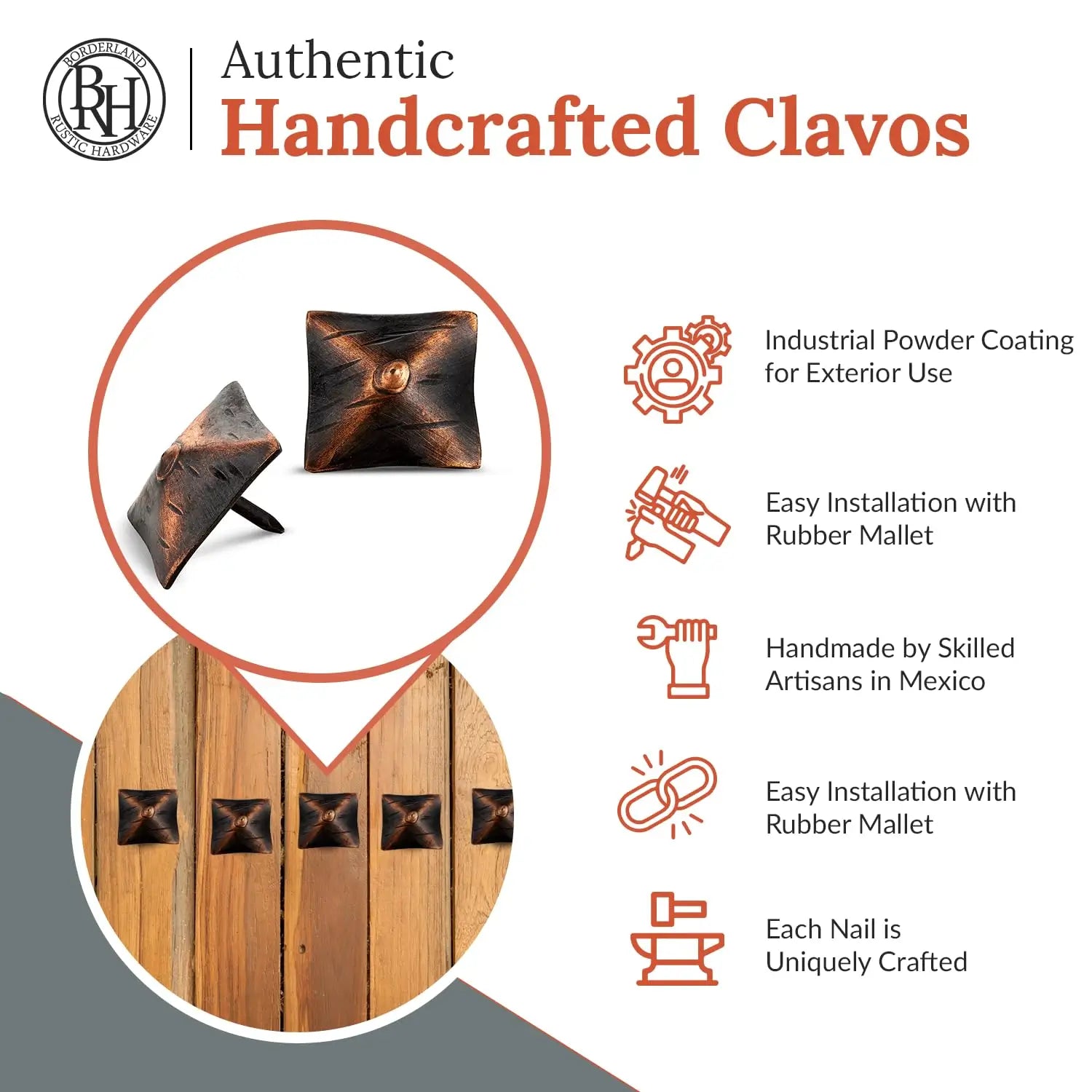 Barn Door Series | 1.25" Square Pyramid Decorative Nails & Clavos