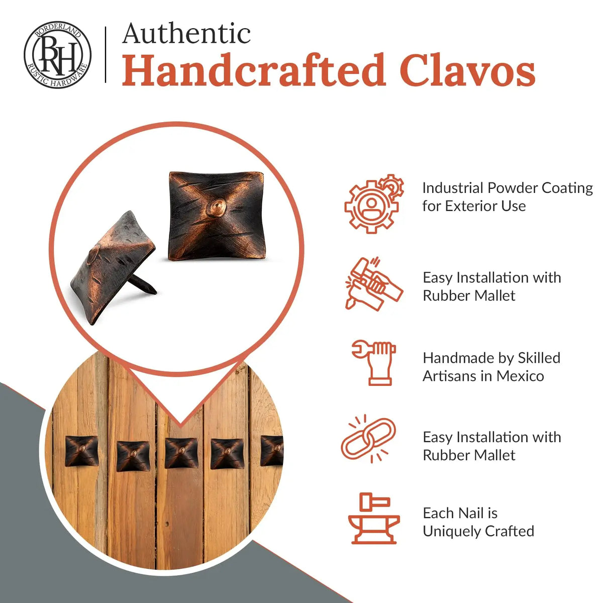 Barn Door Series | 1.25" Square Pyramid Decorative Nails &amp; Clavos