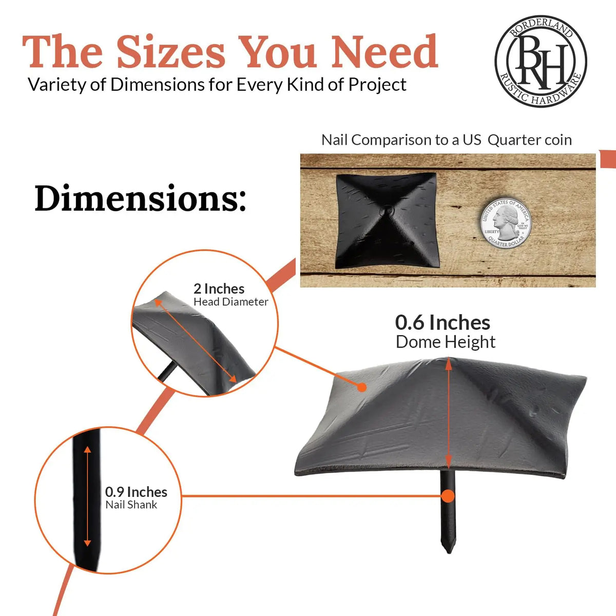 Barn Door Series | 2" Square Pyramid Decorative Nails &amp; Clavos