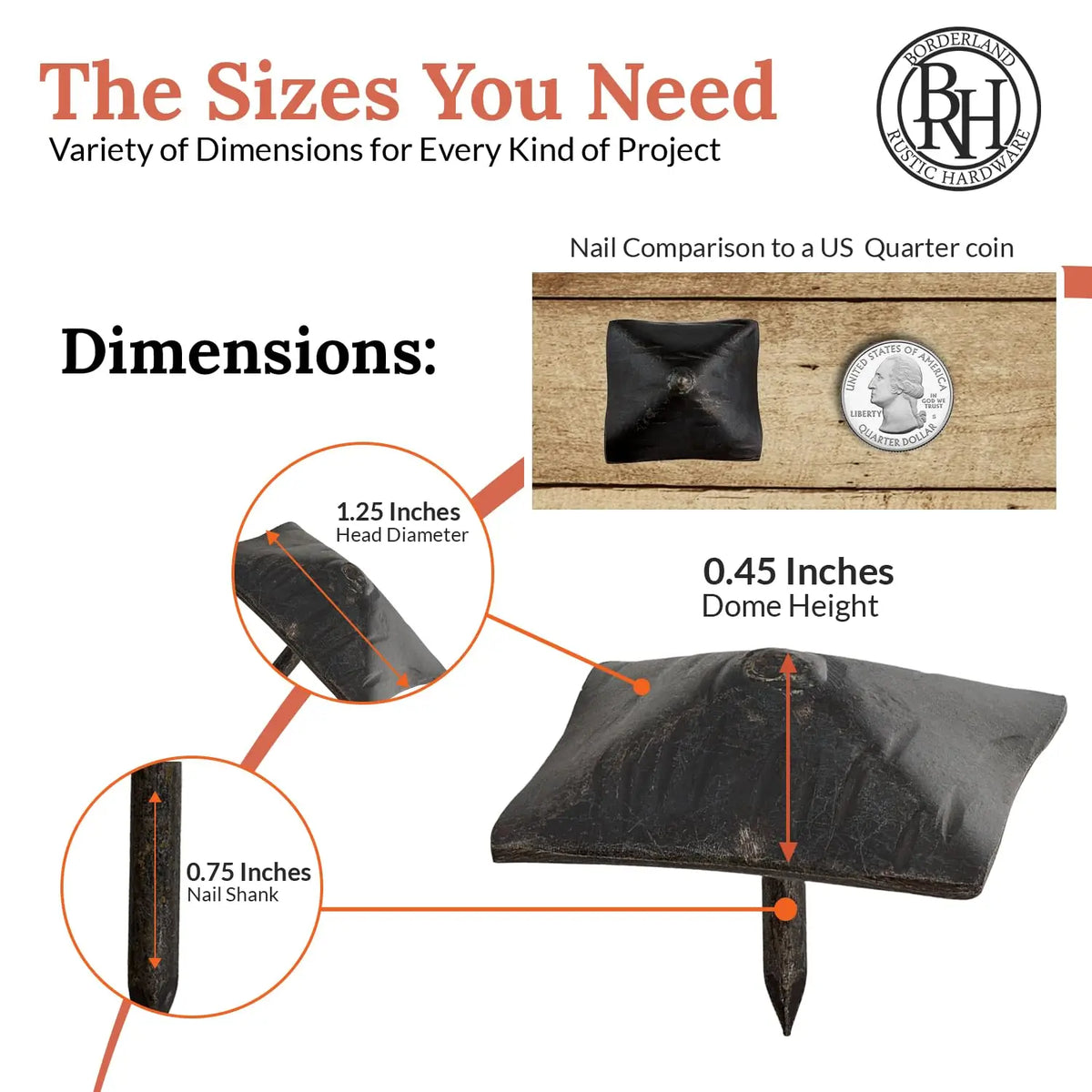 Barn Door Series | 1.25" Square Pyramid Decorative Nails &amp; Clavos