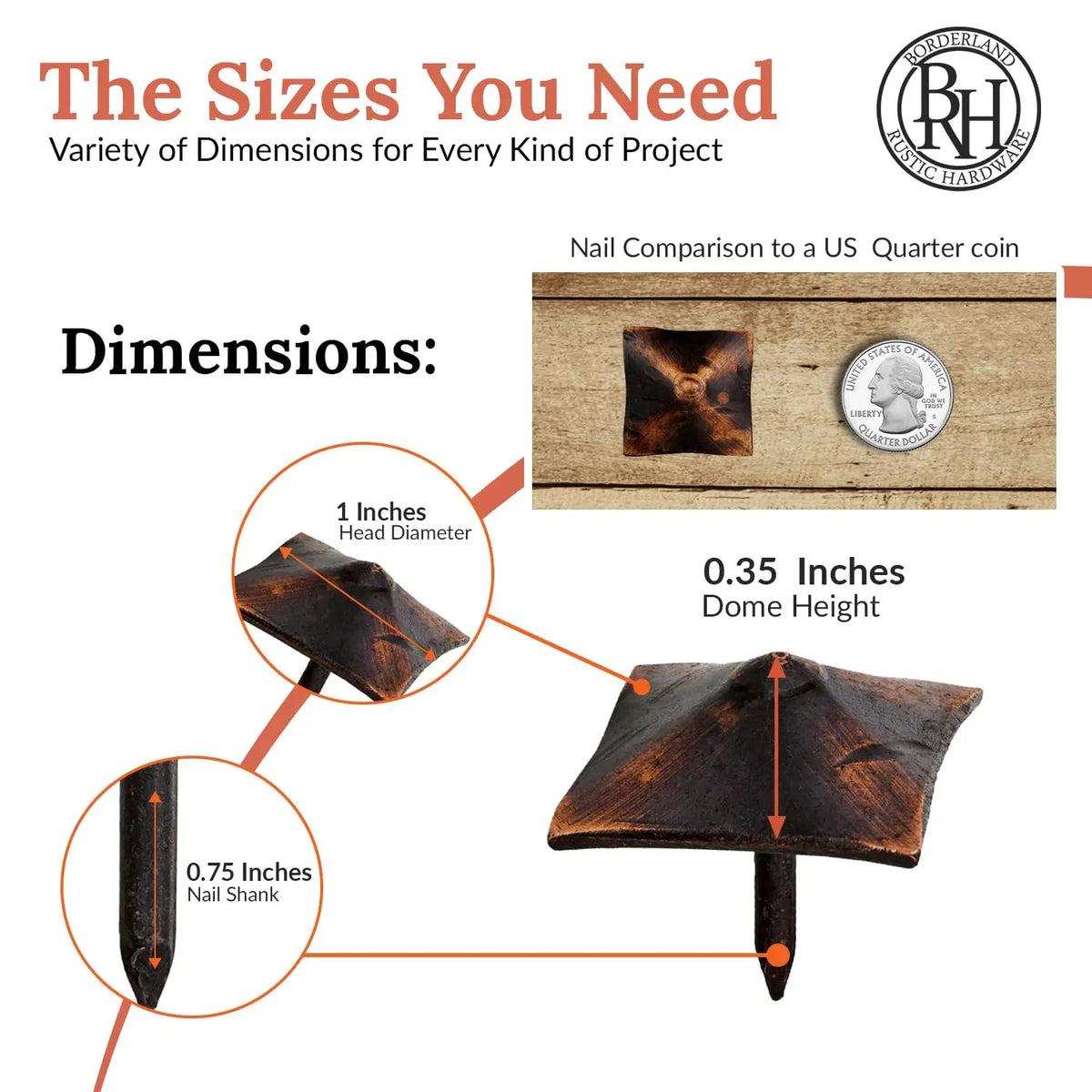 Barn Door Series | 1" Square Pyramid Decorative Nails &amp; Clavos