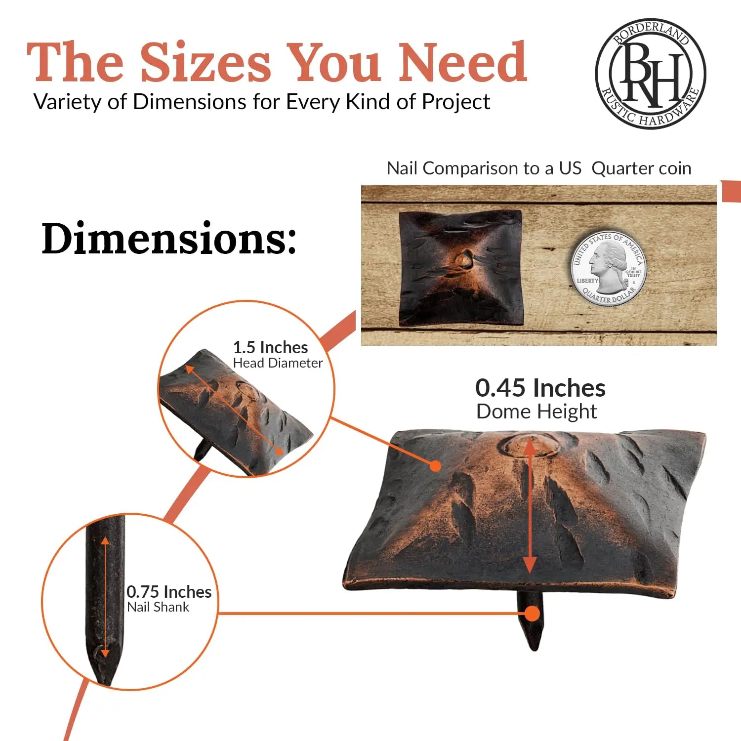 Barn Door Series | 1.5" Square Pyramid Decorative Nails & Clavos
