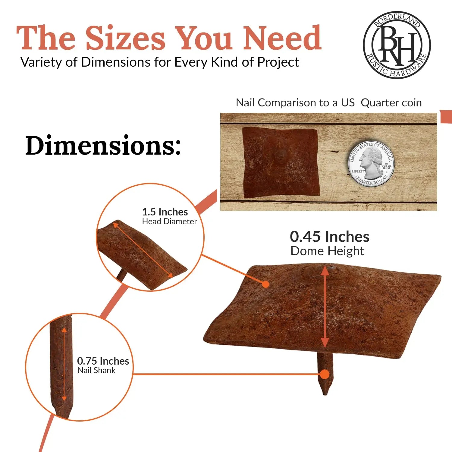 Barn Door Series | 1.5" Square Pyramid Decorative Nails & Clavos