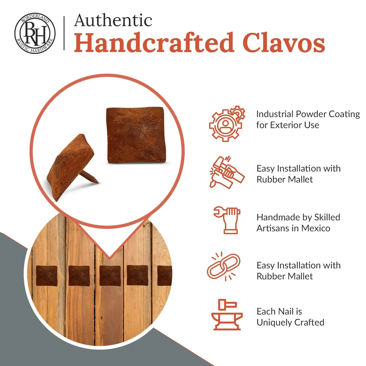 Barn Door Series | 1.25" Square Pyramid Decorative Nails &amp; Clavos