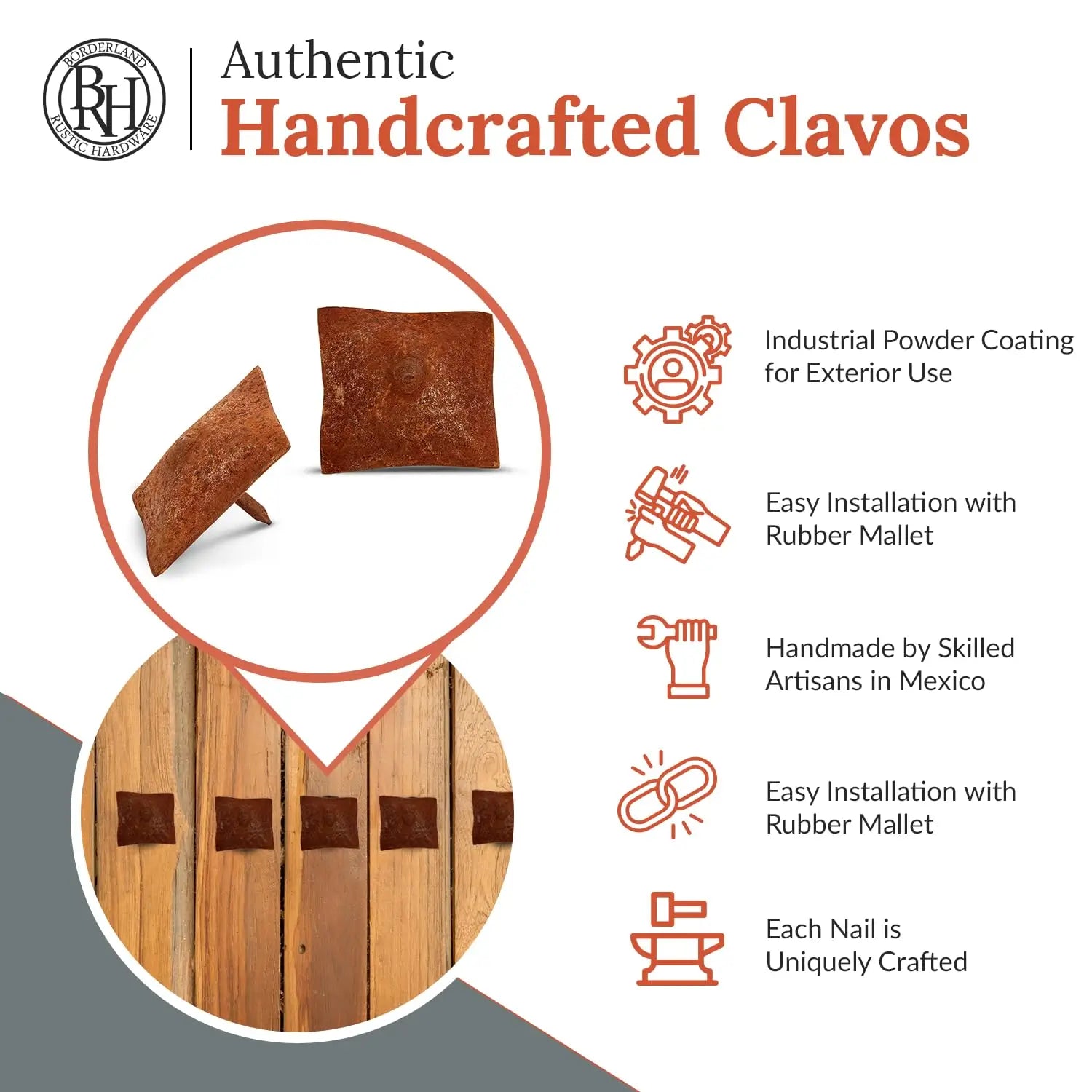 Barn Door Series | 1.5" Square Pyramid Decorative Nails & Clavos