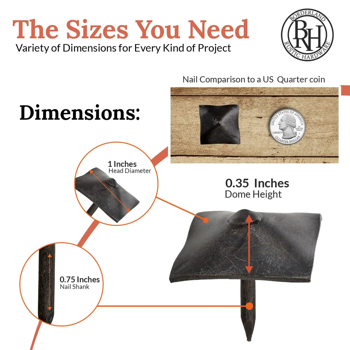 Barn Door Series | 1" Square Pyramid Decorative Nails &amp; Clavos