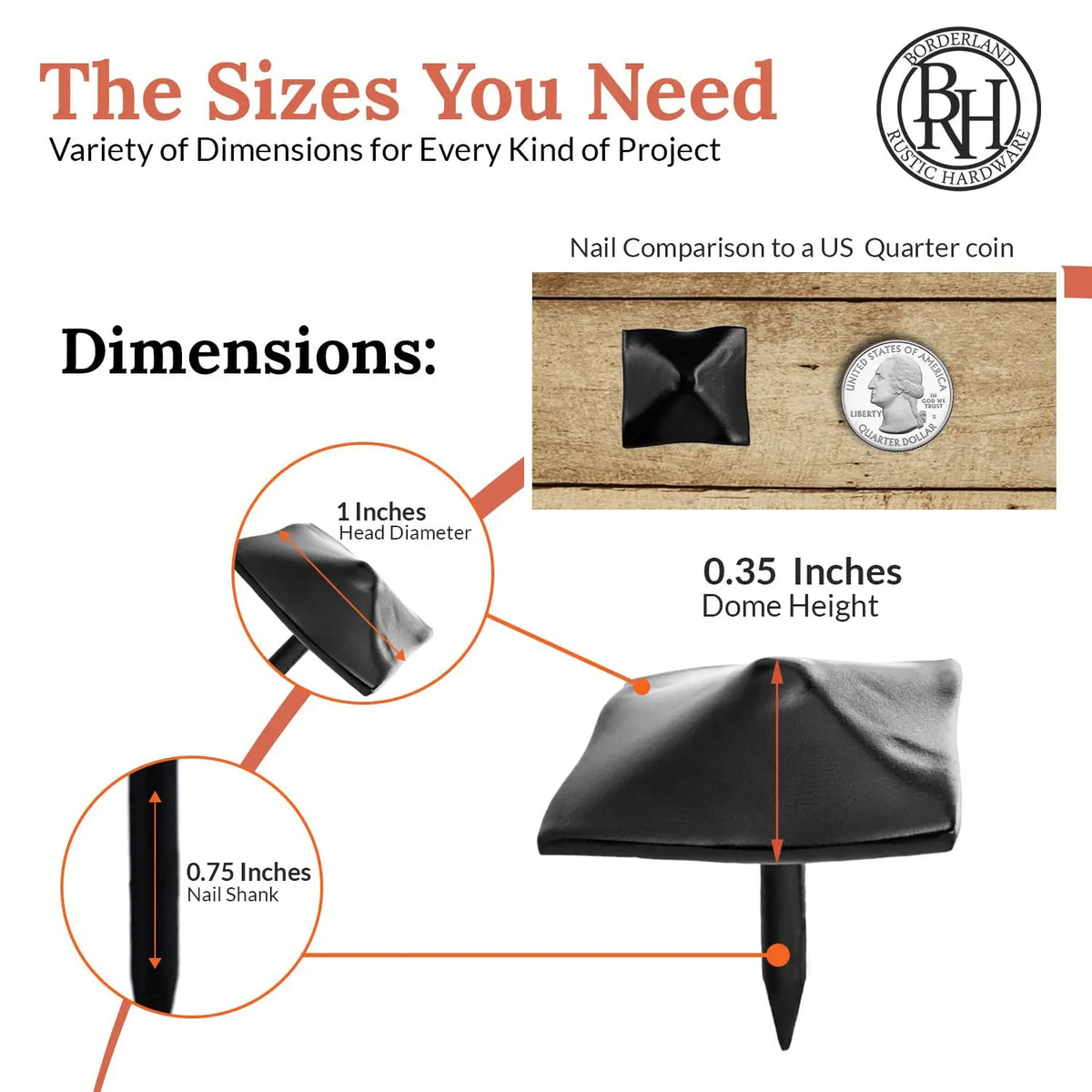 Barn Door Series | 1" Square Pyramid Decorative Nails &amp; Clavos