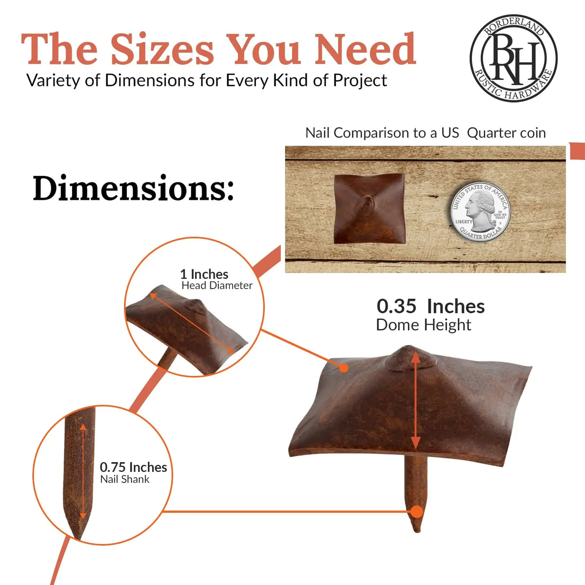 Barn Door Series | 1" Square Pyramid Decorative Nails &amp; Clavos