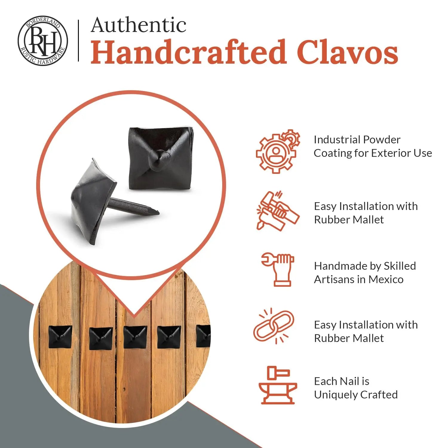 Barn Door Series | 0.75" Square Pyramid Nails & Clavos