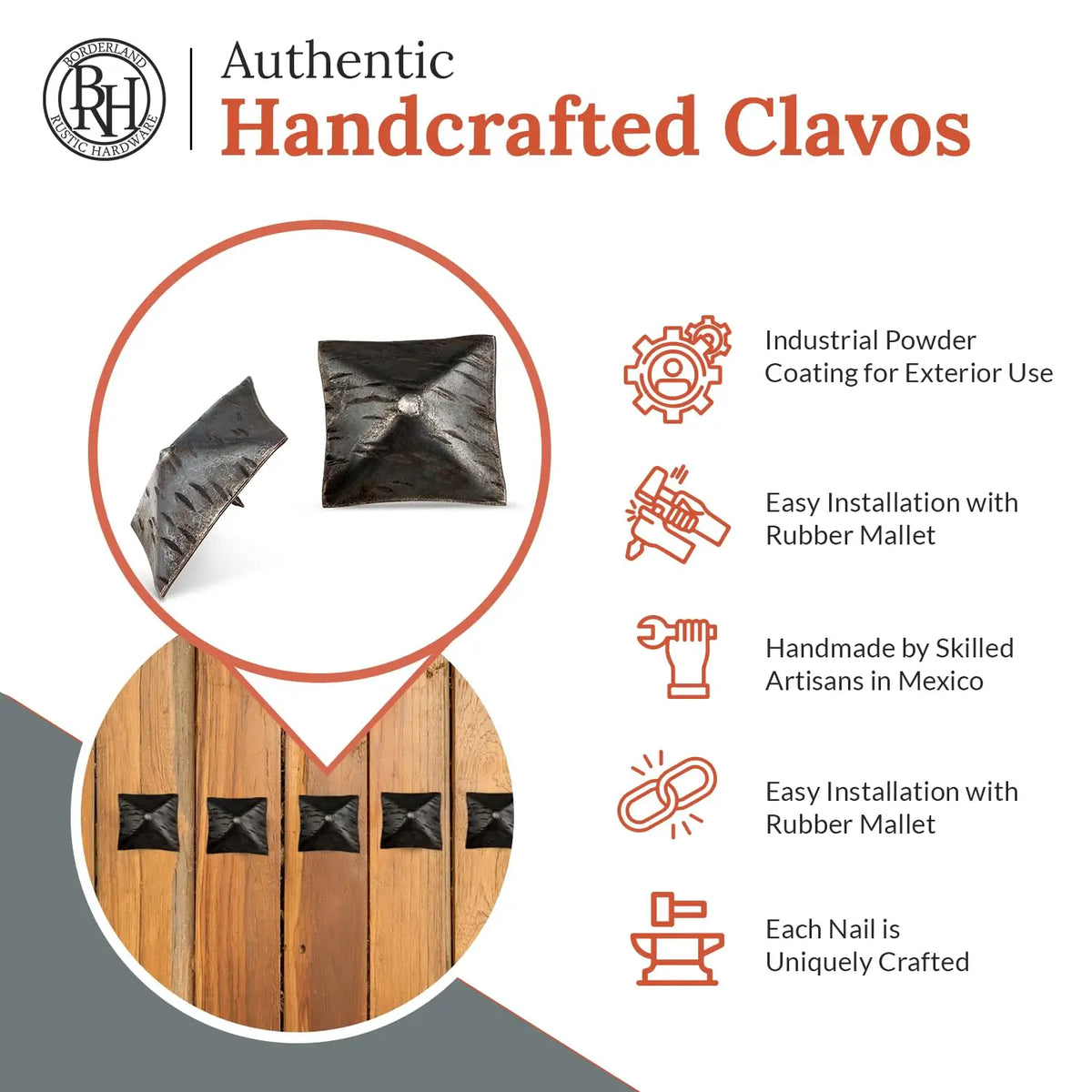 Barn Door Series | 2" Square Pyramid Decorative Nails &amp; Clavos