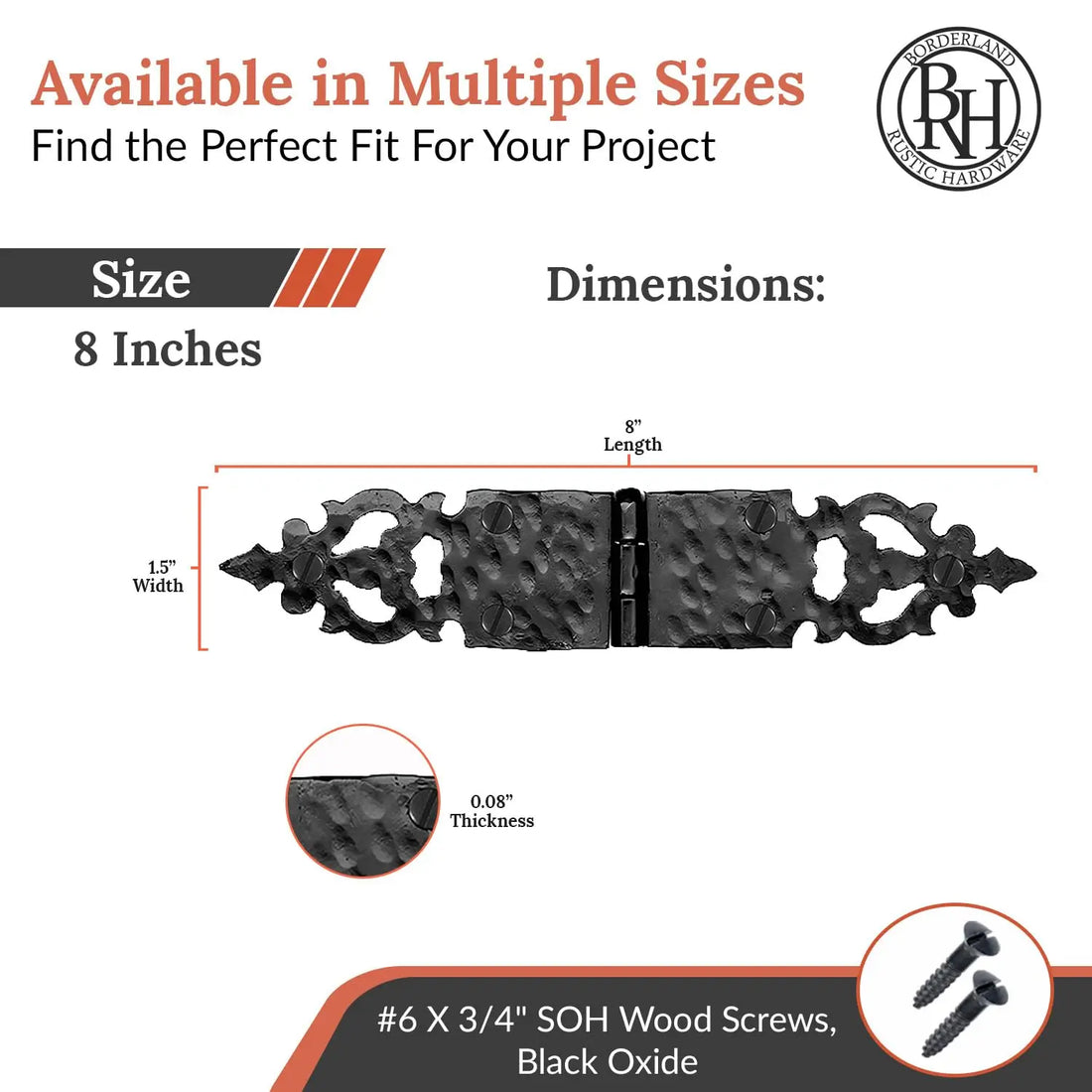 Castile Series | 8" Hinge Strap