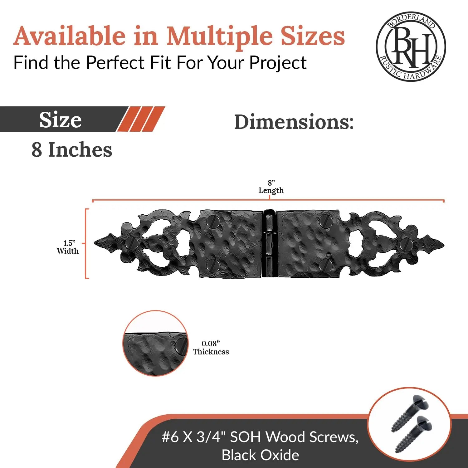 Castile Series | 8" Hinge Strap