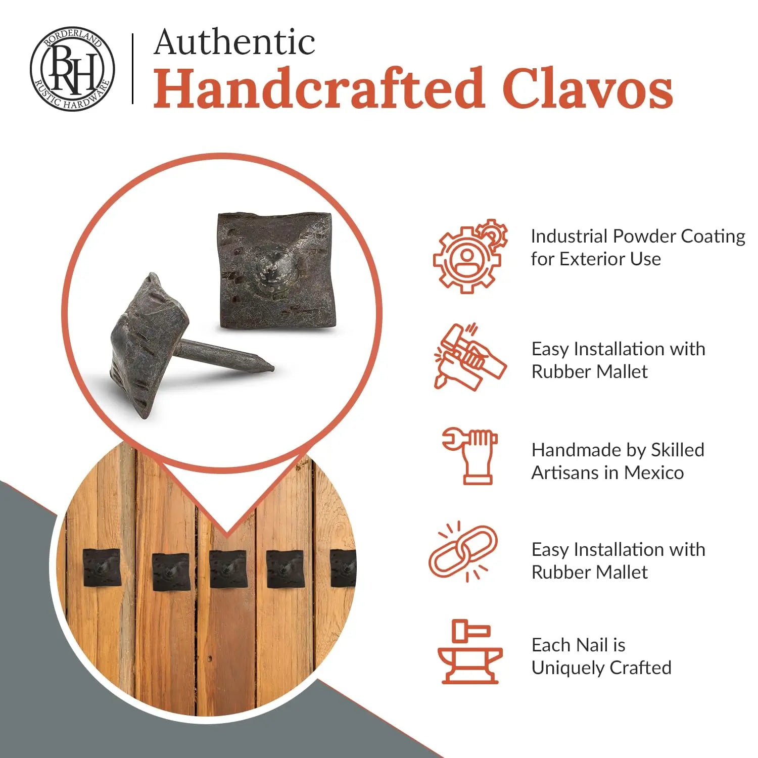 Barn Door Series | 0.75" Square Pyramid Nails & Clavos