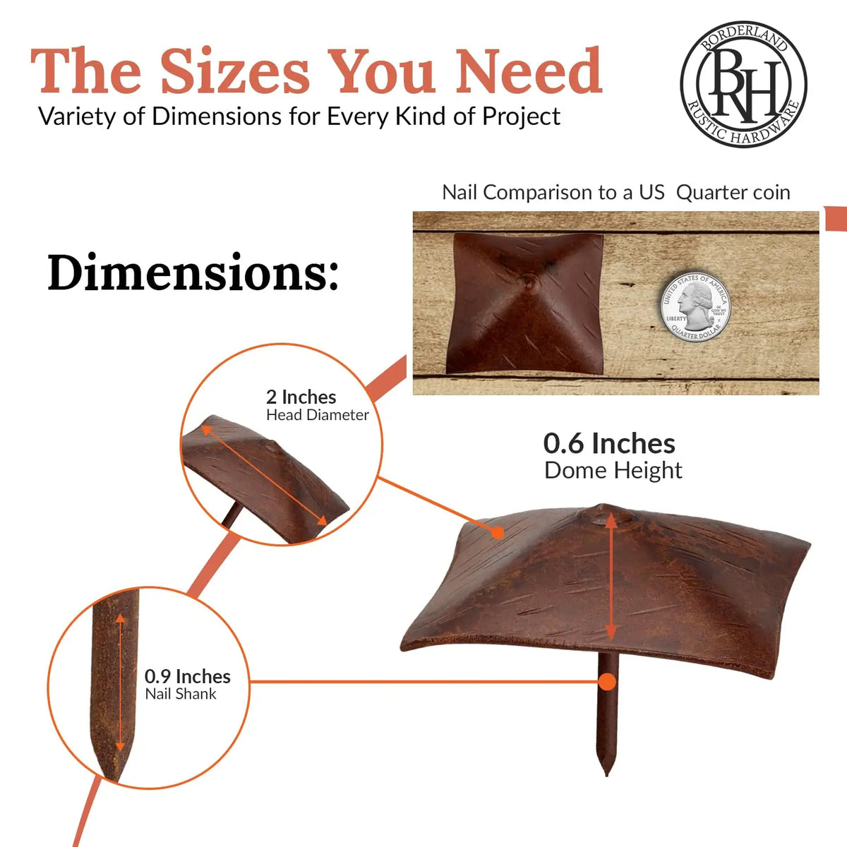 Barn Door Series | 2" Square Pyramid Decorative Nails &amp; Clavos