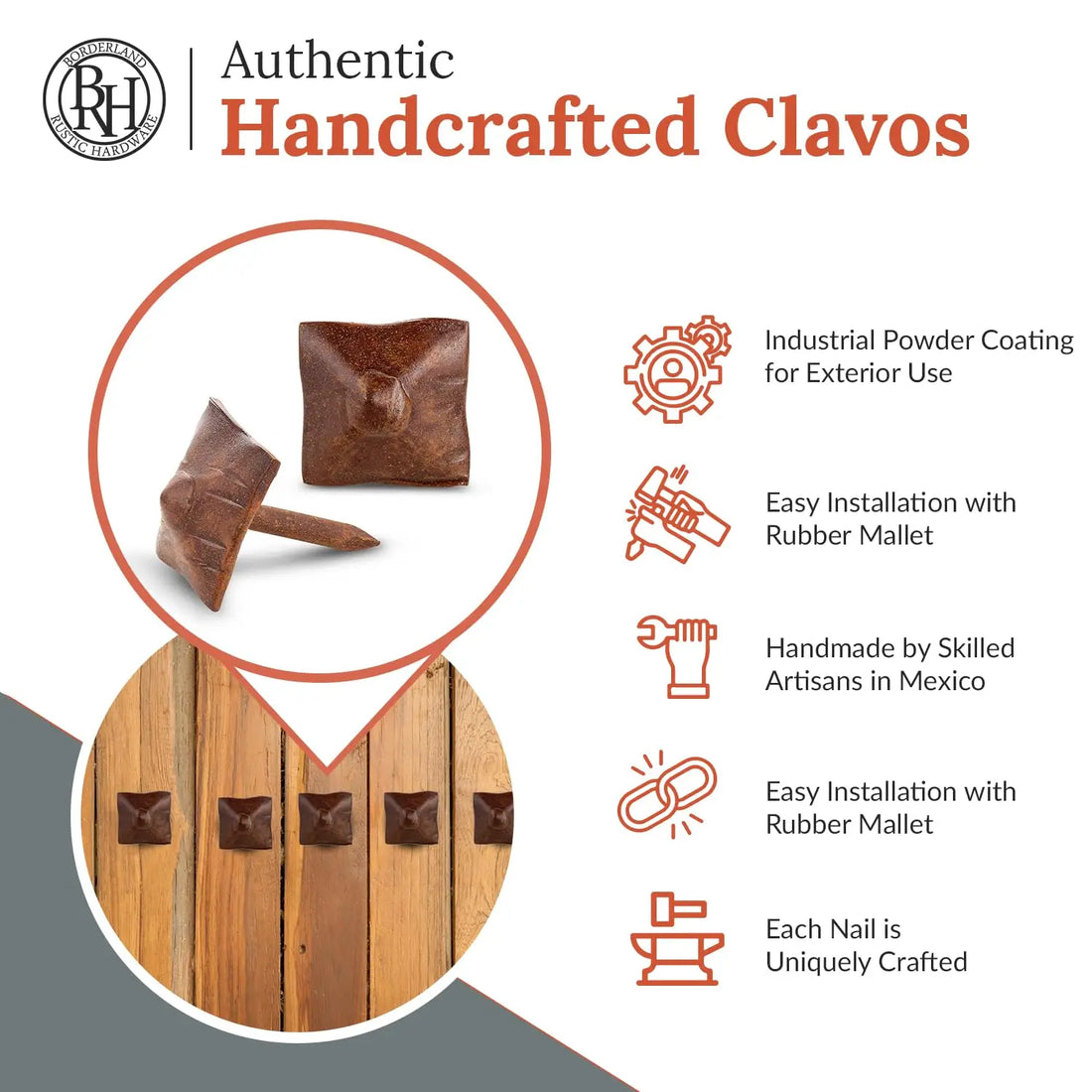 Barn Door Series | 0.75" Square Pyramid Nails & Clavos