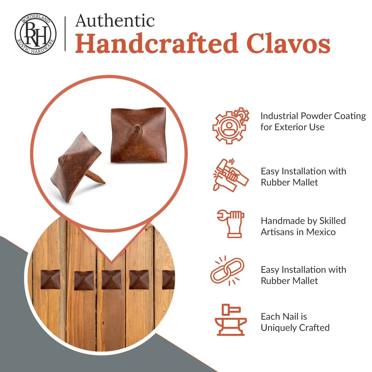 Barn Door Series | 1" Square Pyramid Decorative Nails &amp; Clavos