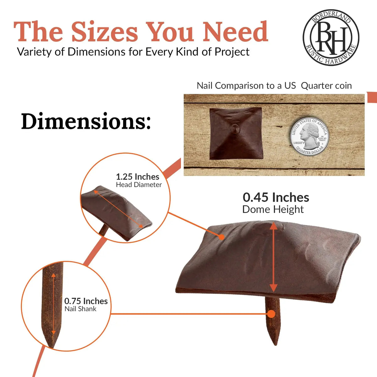 Barn Door Series | 1.25" Square Pyramid Decorative Nails &amp; Clavos