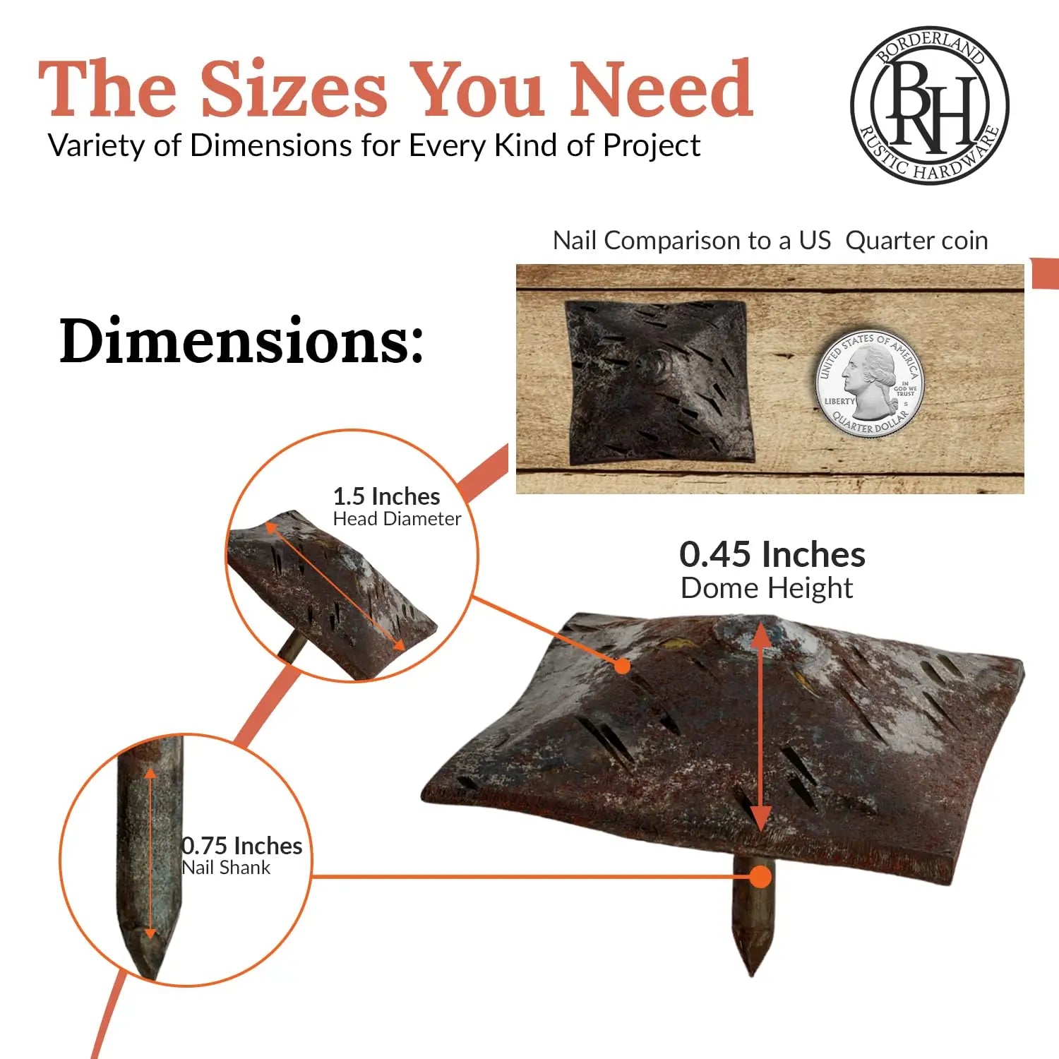 Barn Door Series | 1.5" Square Pyramid Decorative Nails & Clavos