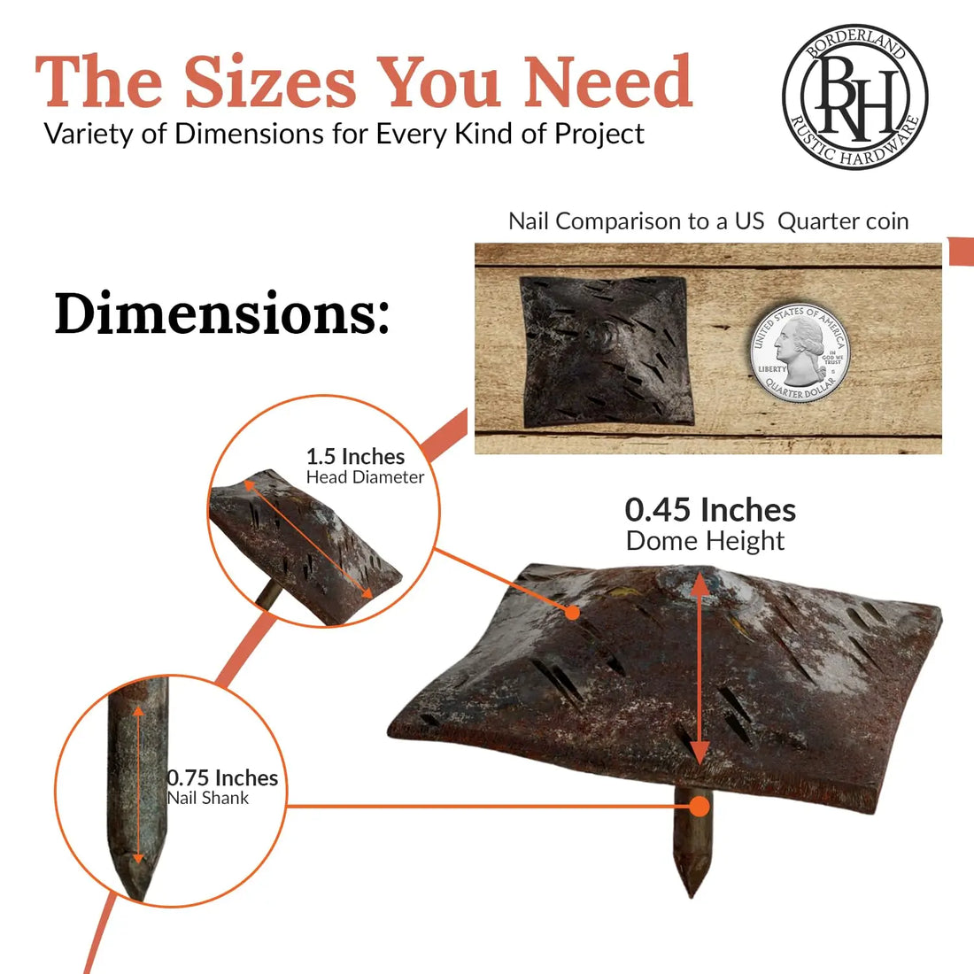 Barn Door Series | 1.5" Square Pyramid Decorative Nails & Clavos
