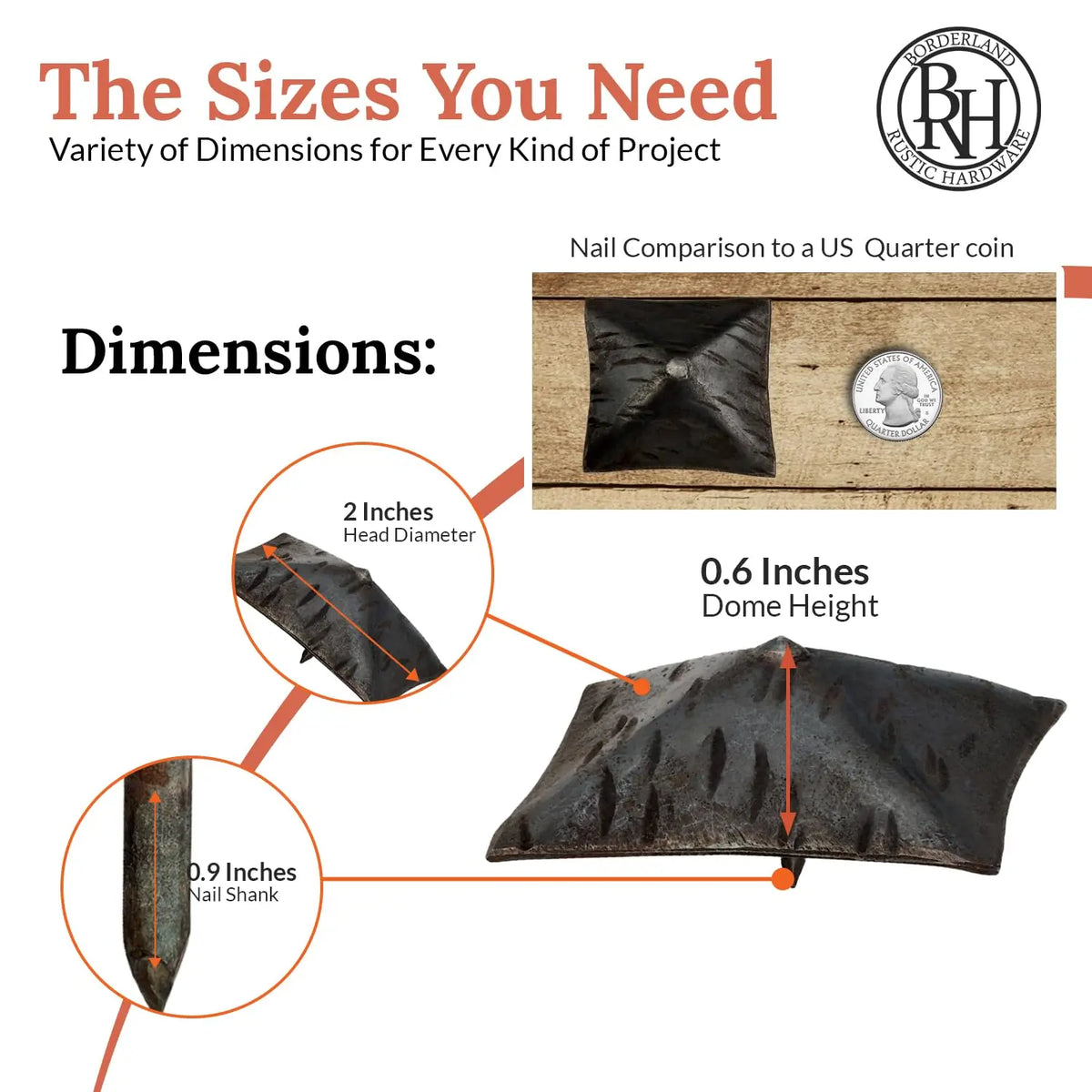 Barn Door Series | 2" Square Pyramid Decorative Nails &amp; Clavos