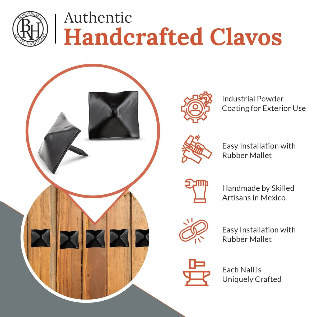 Barn Door Series | 1" Square Pyramid Decorative Nails &amp; Clavos